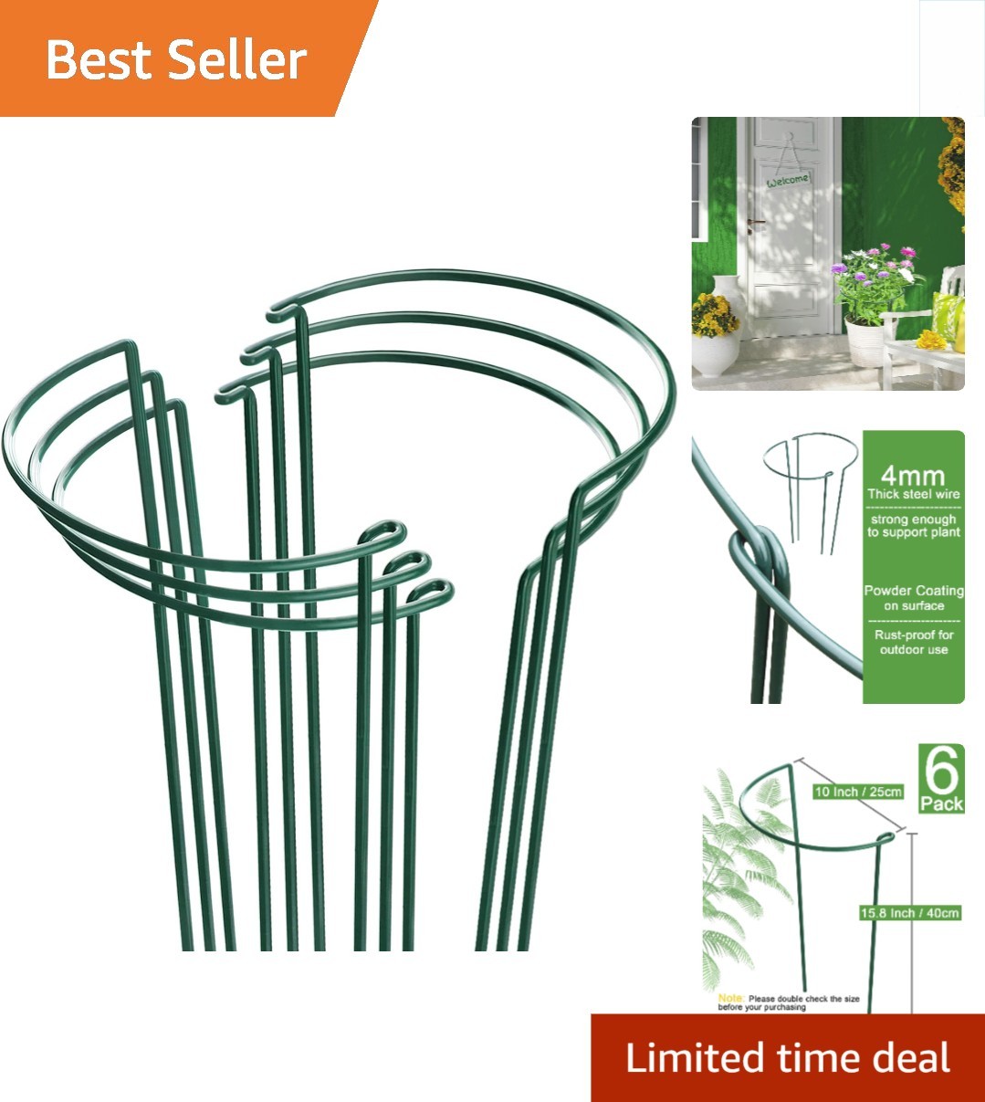 Weather-Resistant 6 Pack Plant Support Cages for Bushy Plants - 10\