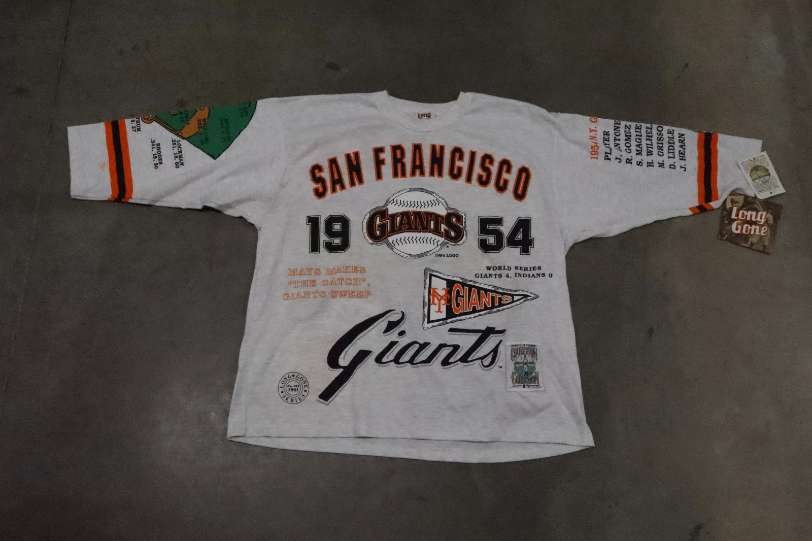 Vintage Long Gone NY Giants 1954 World Series Champions Long Sleeve Shirt XL
