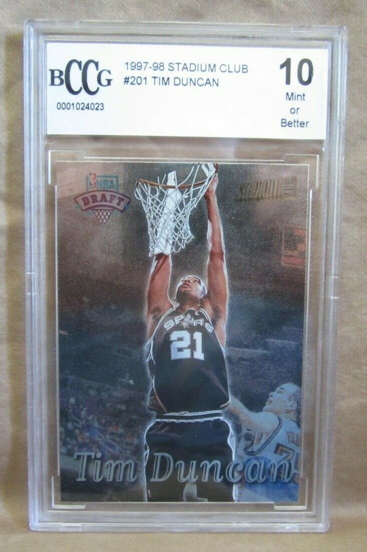 Tim Duncan RC 1997-98 Topps Stadium Club Foil Rookie#201 BCCG10Spurs RC F HOF-3