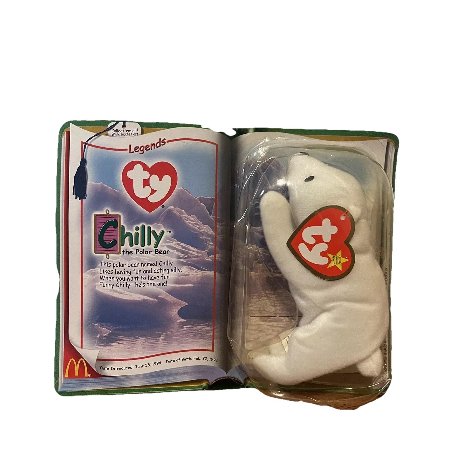 NEW TY CHILLY The Polar Bear 1994 Mc Donalds Beanie Baby RARE RETIRED Ships Fst NEW TY CHILLY The Polar Bear 1994 Mc Donalds Beanie Baby RARE RETIRED Ships Fst