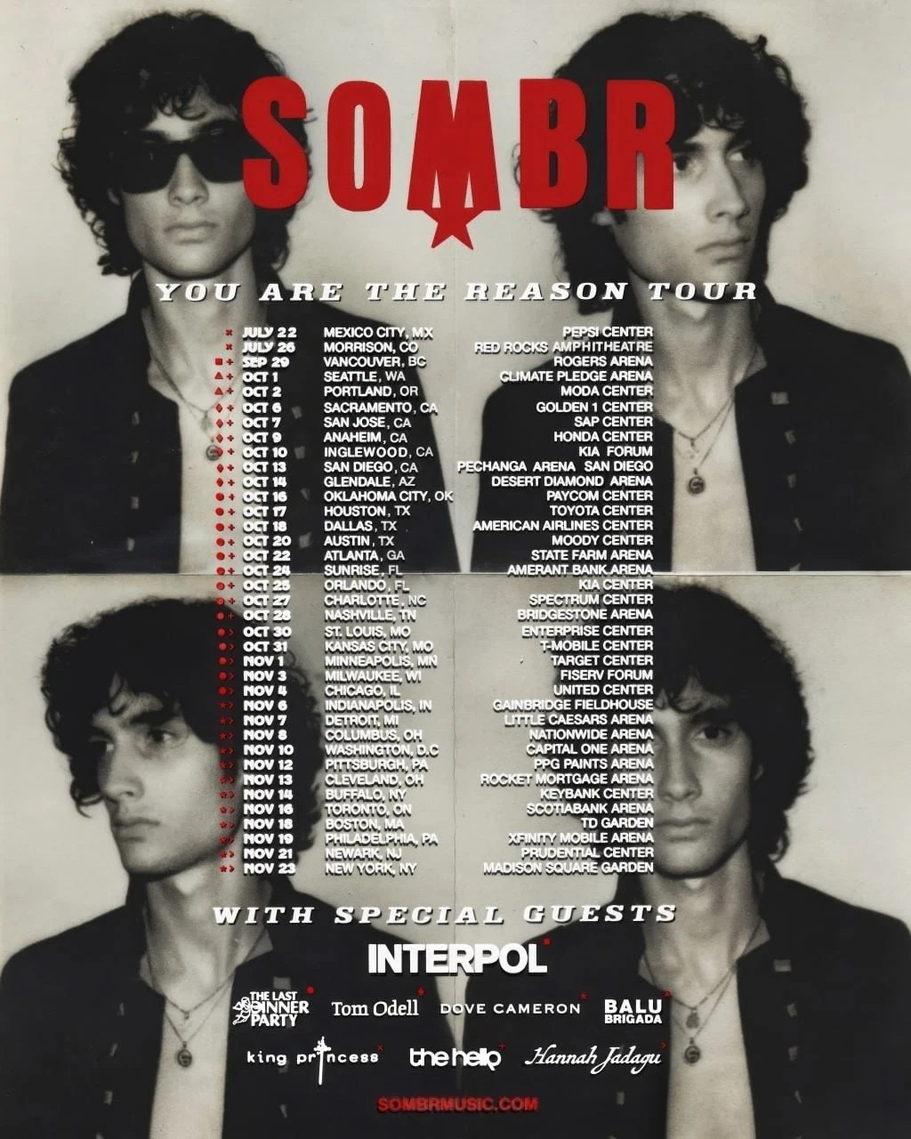 SOMBR You Are The Reason Tour 2026 Poster