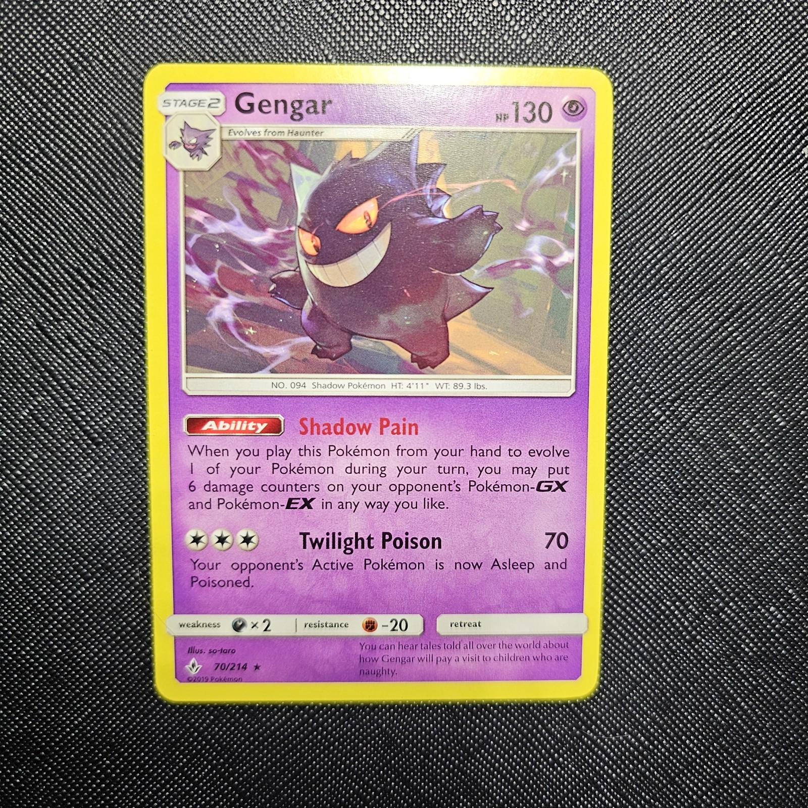 Pokémon Gengar 70/214 Unbroken Bonds Rare - NON HOLO NM