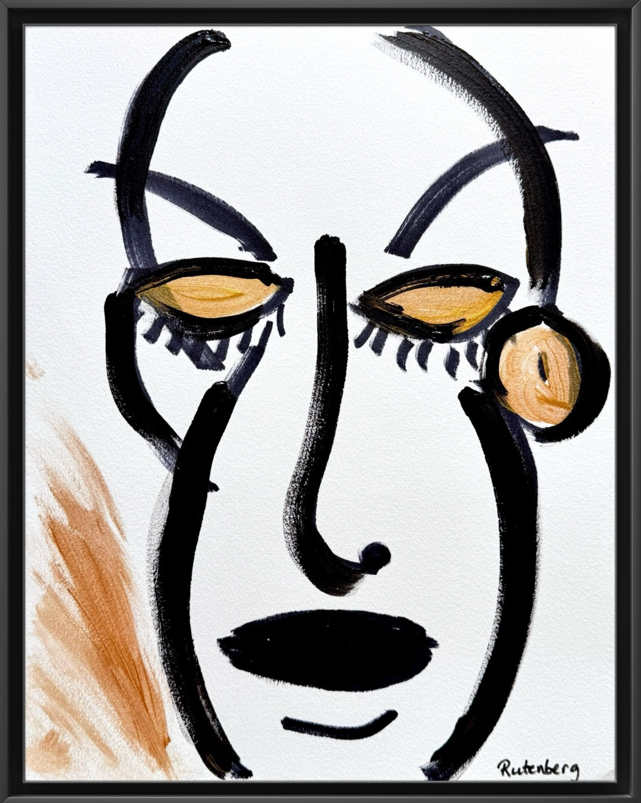 Rutenberg Original 11x14 Modern Minimalist Face Portrait Abstract on Heavy PAPER