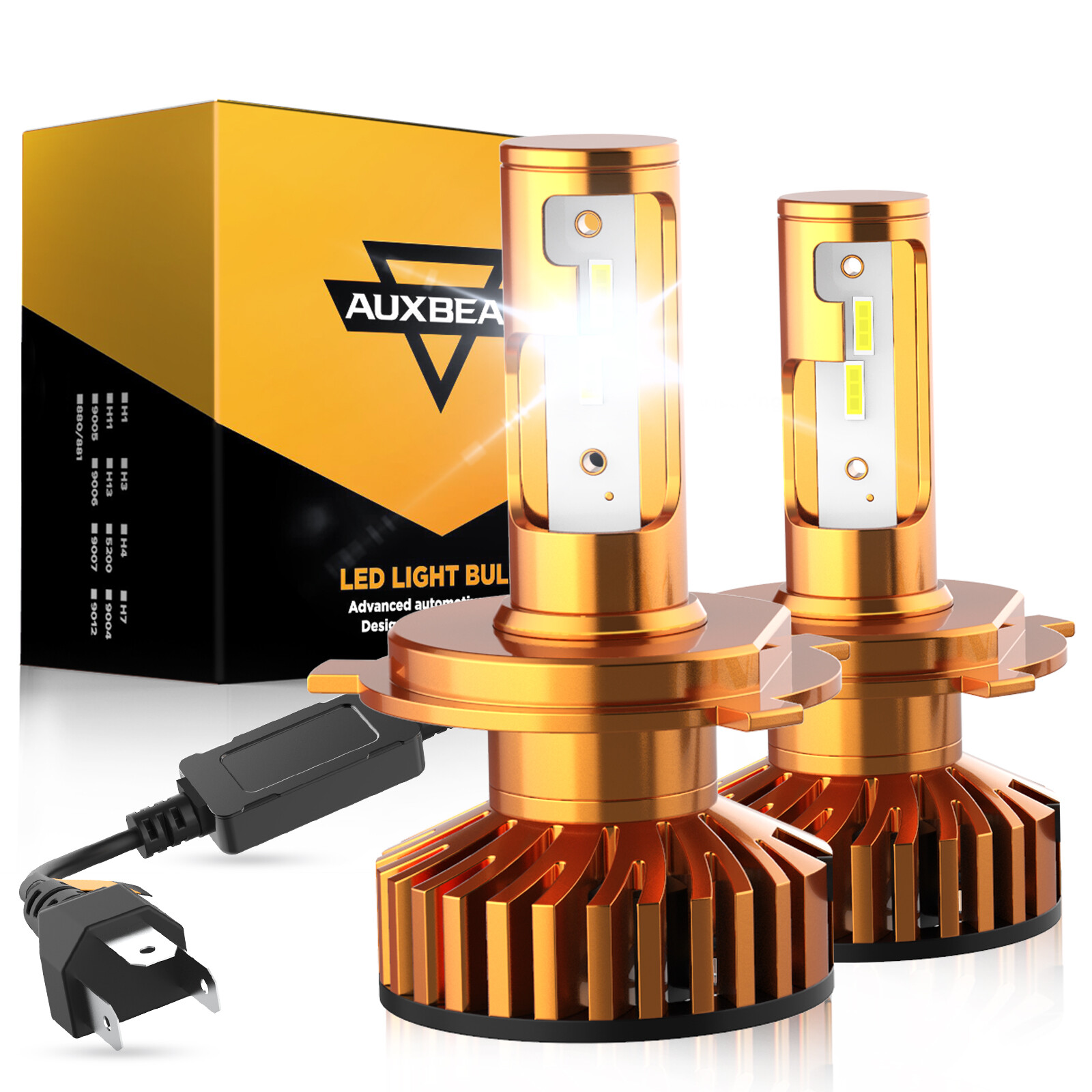 AUXBEAM F2 H4 9003 LED Headlight Bulbs Car & Truck High Low Beam Kit 6500K White AUXBEAM F2 H4 9003 LED Headlight Bulbs Car & Truck High Low Beam Kit 6500K White