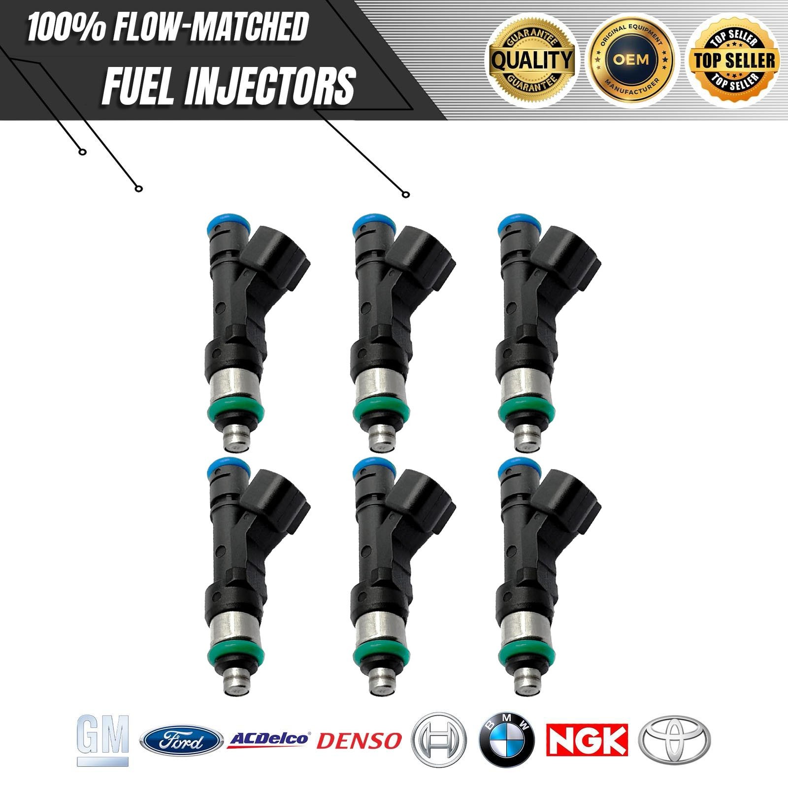 New 6x BOSCH Fuel Injectors 2007-2011 Jeep Wrangler & Volkswagen Routan 3.8L V6