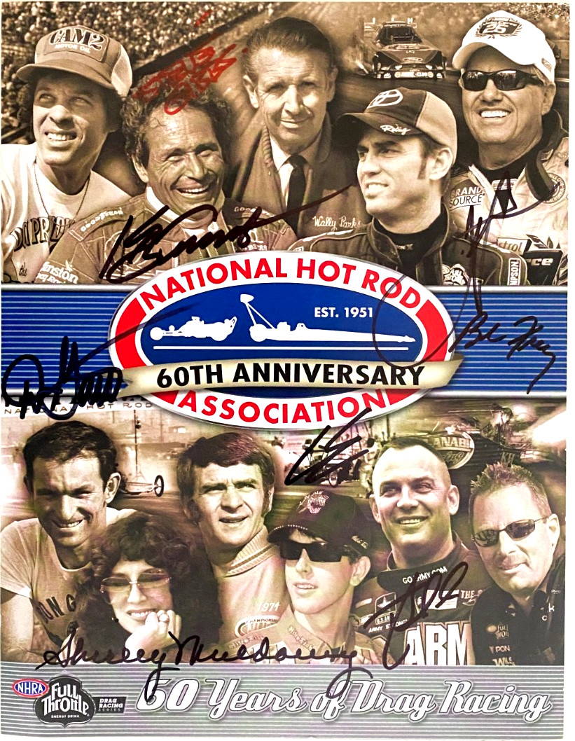NHRA 60TH ANV SIGNED GARLITS JOHN FORCE VTG NHRA AHRA DRAG RACING HANDOUT NHRA 60TH ANV SIGNED GARLITS JOHN FORCE VTG NHRA AHRA DRAG RACING HANDOUT