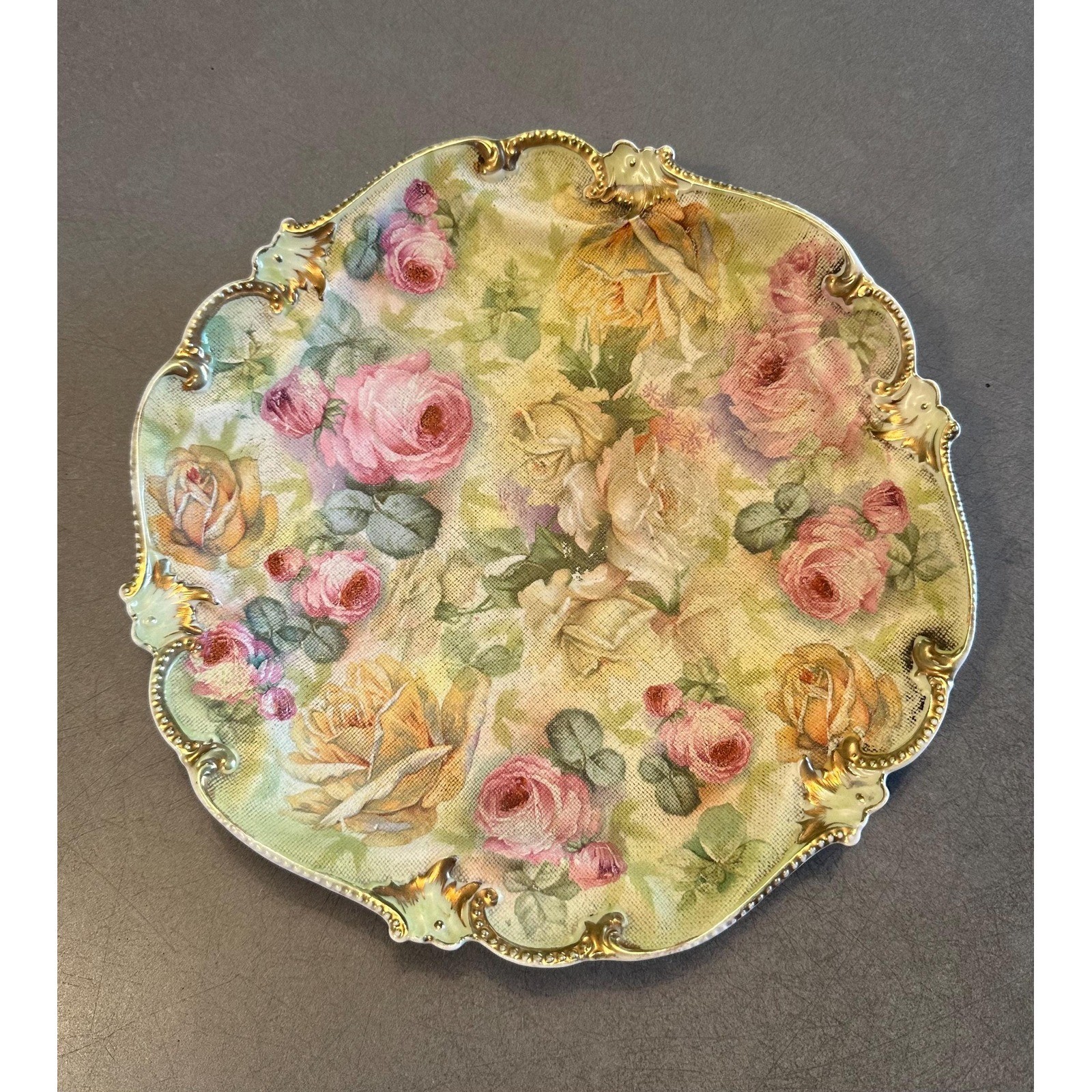 Antique Royal Bayreuth Rose Tapestry Cabinet Plate Antique Royal Bayreuth Rose Tapestry Cabinet Plate