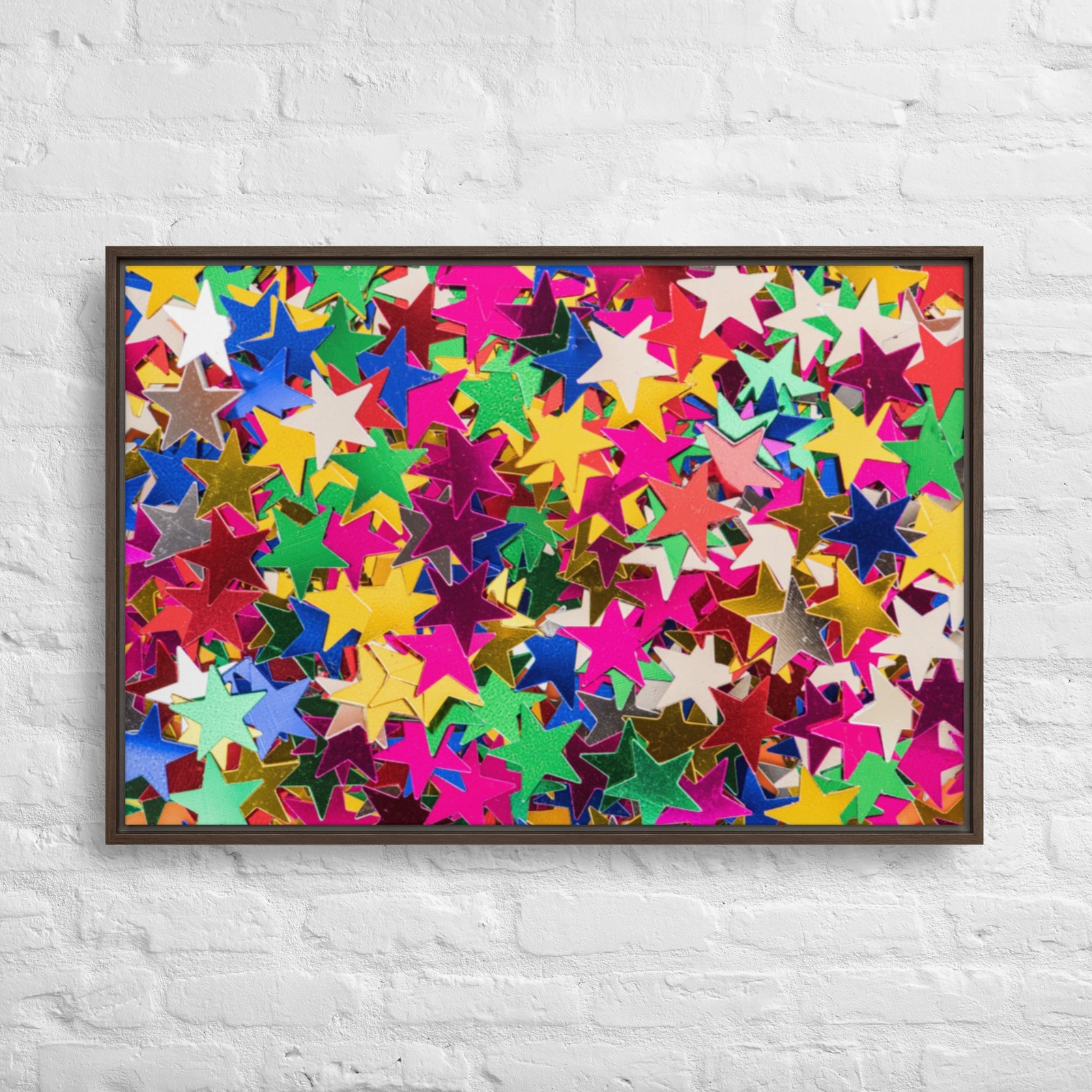 Colorful star sequin glitter 36x24-Framed Canvas Print