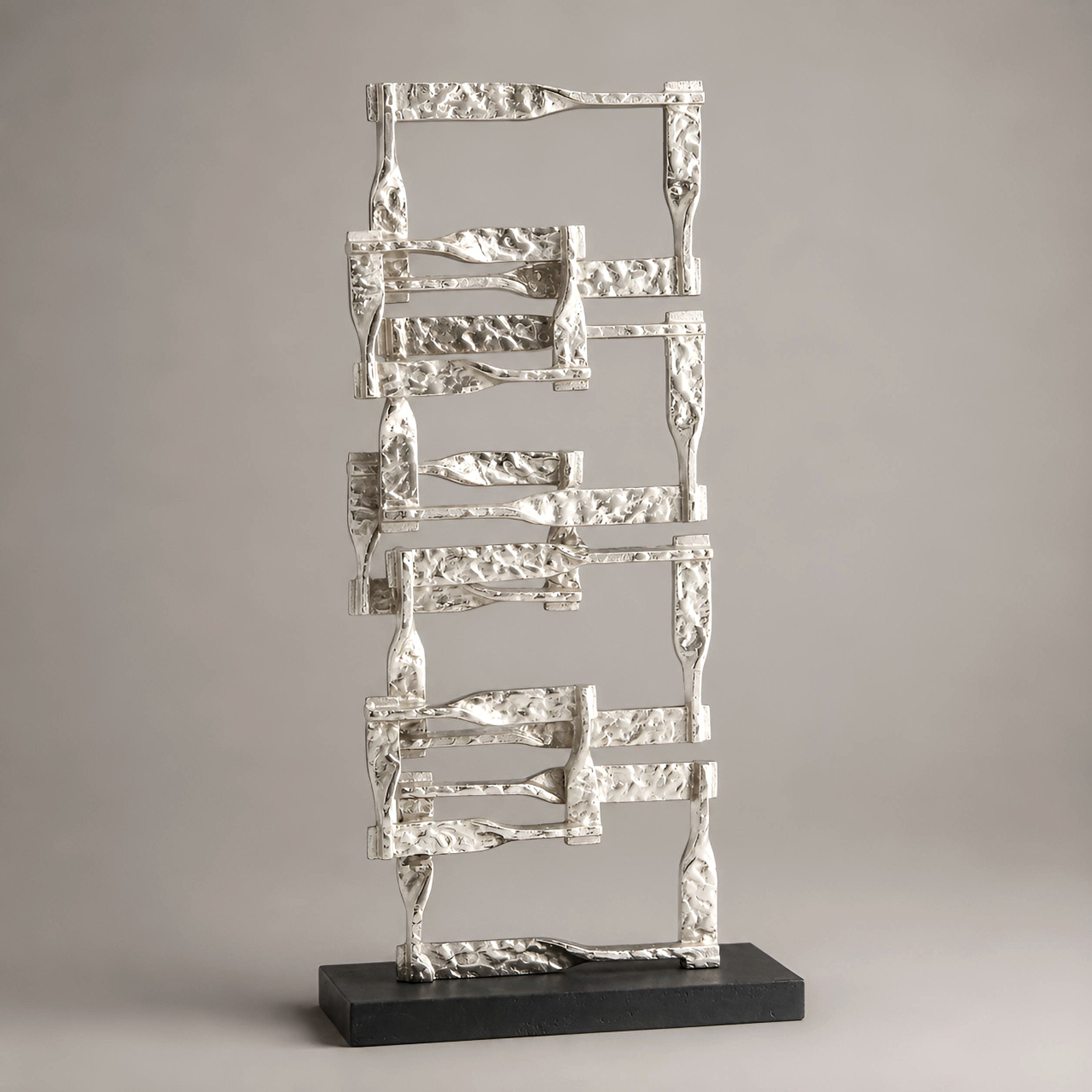 New Modern Brutalist Abstract Iron Sculpture in Burnished Silver 22\
