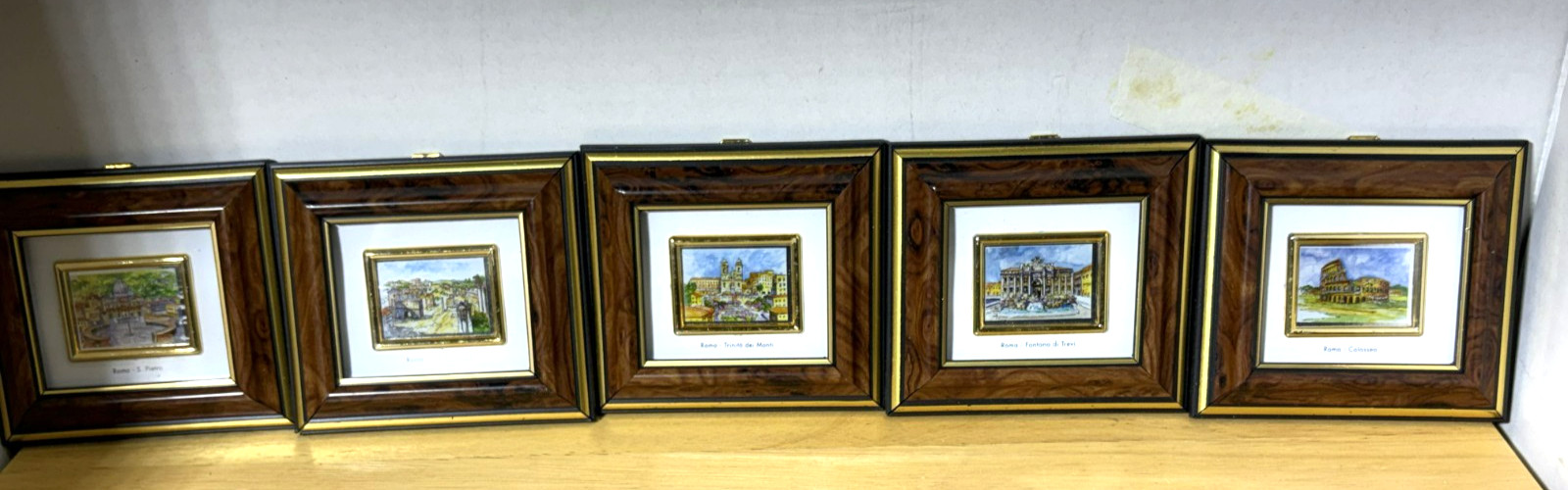 VTG Italian Mini Collection Hand-Made Art Chomolithographs On 23k Gold, Set Of 5