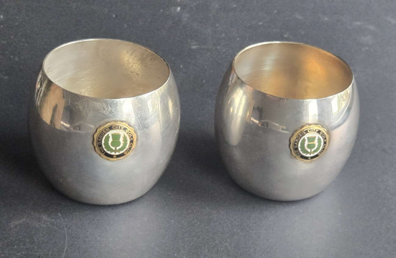 RARE Garden City Golf Club Silver Plate Cups -  Set of 2