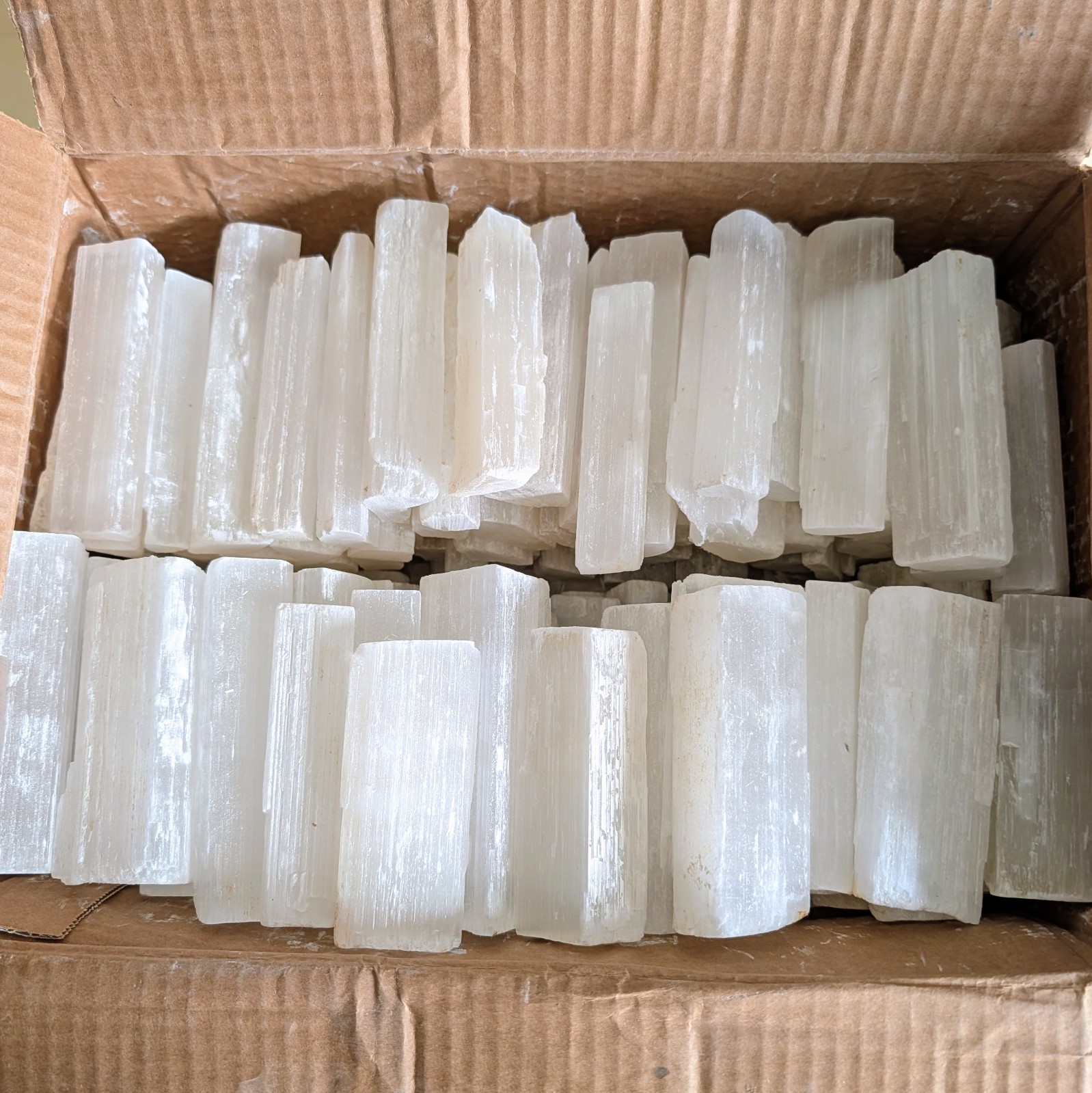 Selenite Sticks 10kg Bulk Wholesale Box 10cm Natural Crystals Morocco