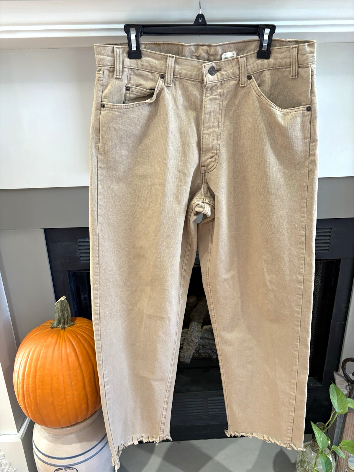 Vintage 90s Levi\'s 565 Wide Leg Jeans Khaki Beige Orange Tab Made in USA Cut 36 Vintage 90s Levi\'s 565 Wide Leg Jeans Khaki Beige Orange Tab Made in USA Cut 36