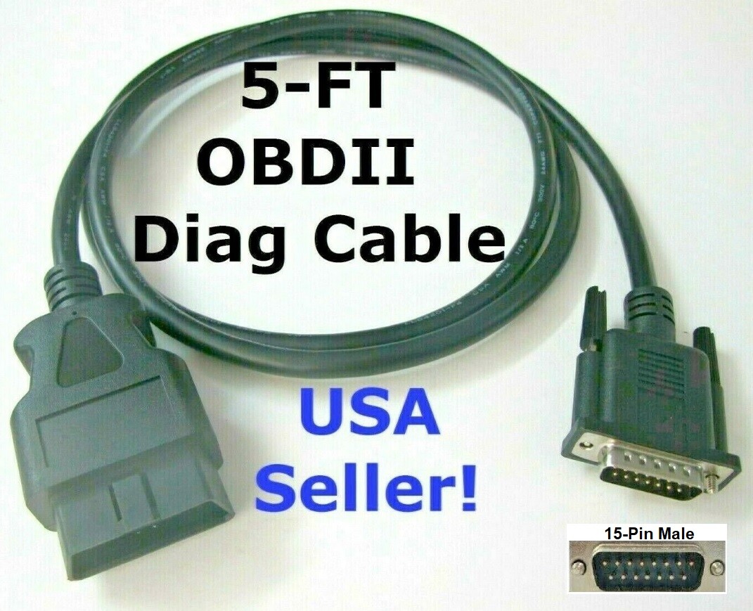 15 Pin Male OBD2 OBDII Cable Compatible with Autel MaxiDiag Elite MD802 Scanner