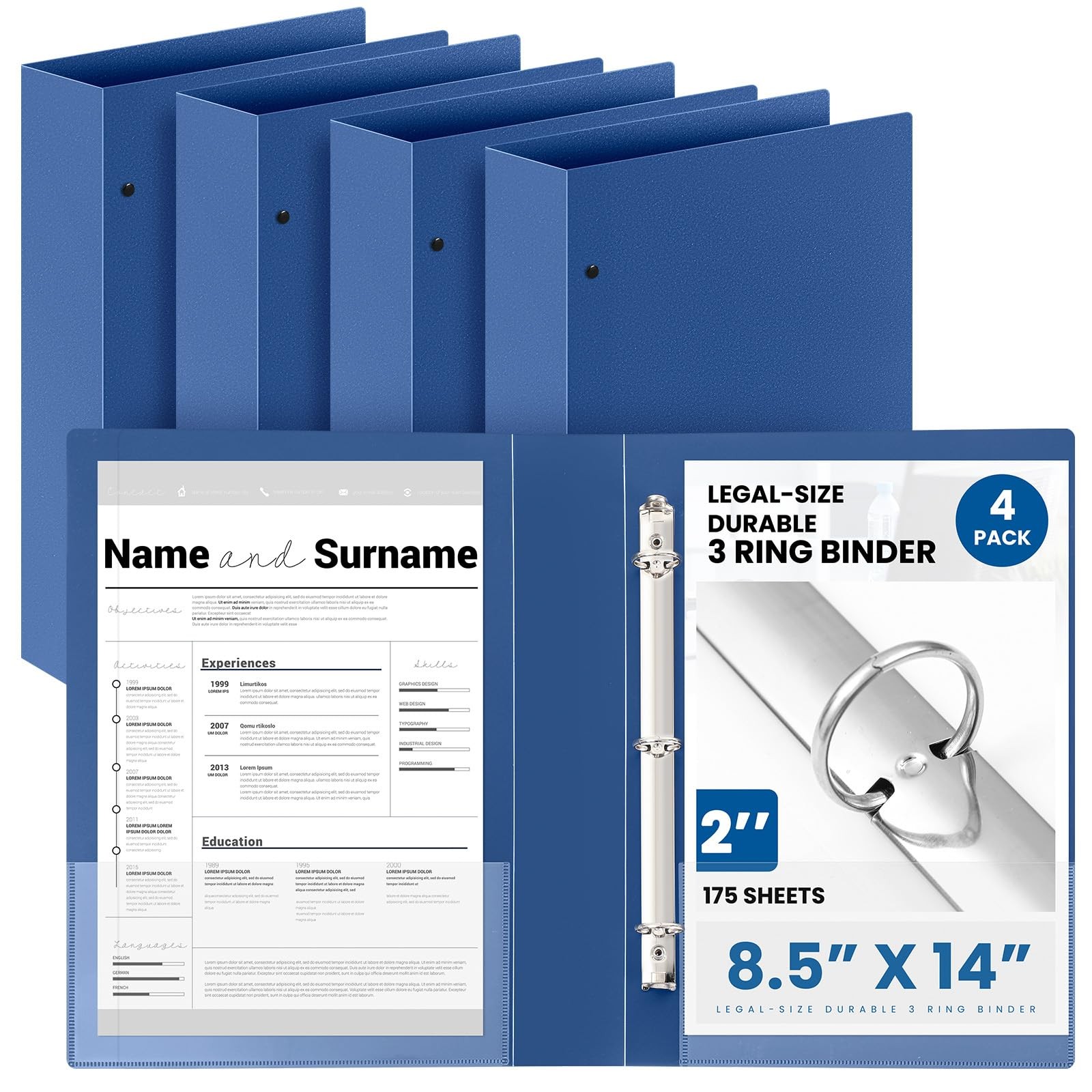 Henoyso 4 Pcs Legal Size Binder 3 Ring 2\