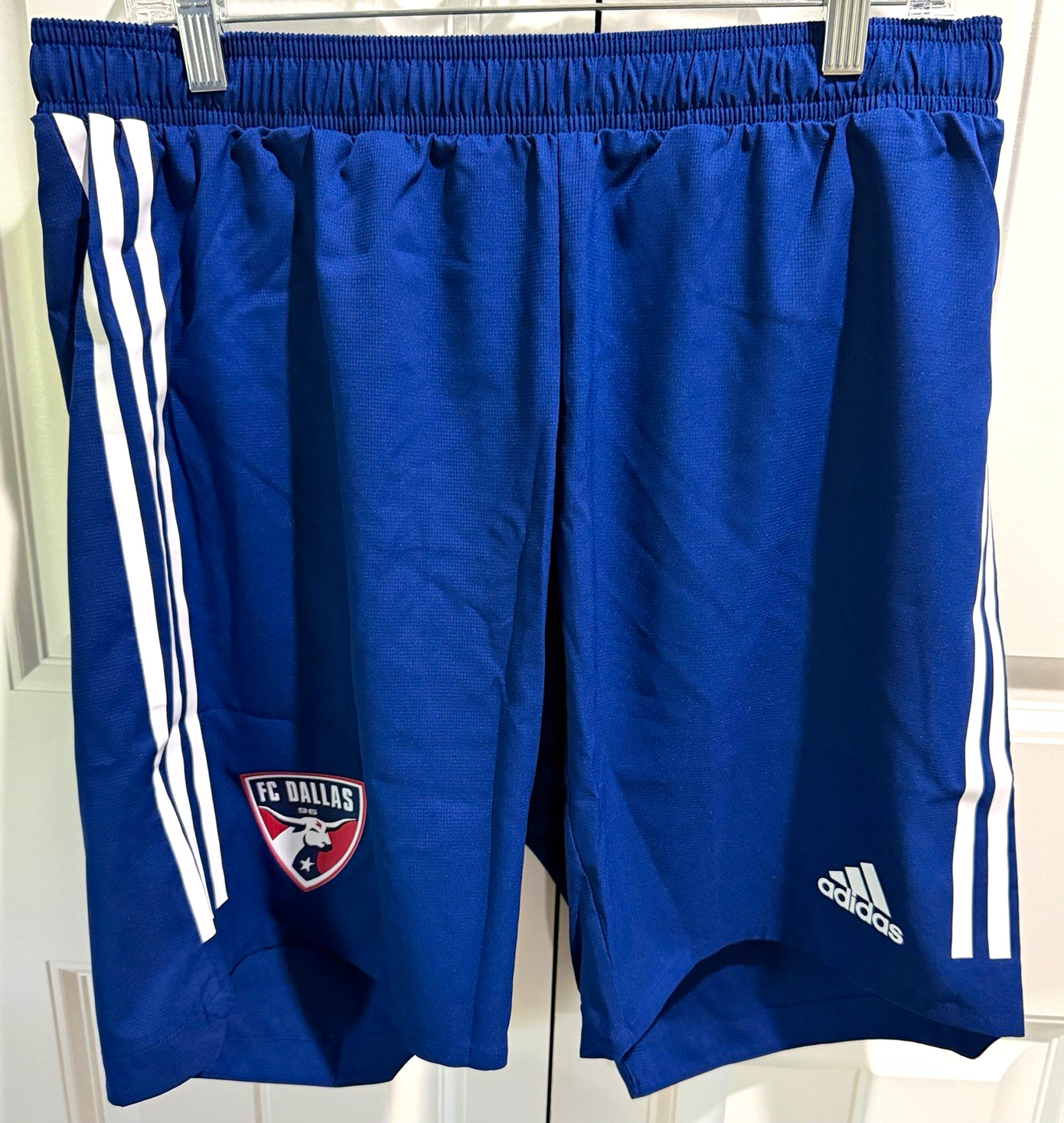 adidas FC Dallas MLS Soccer Shorts Men’s L Blue White Officially Licensed