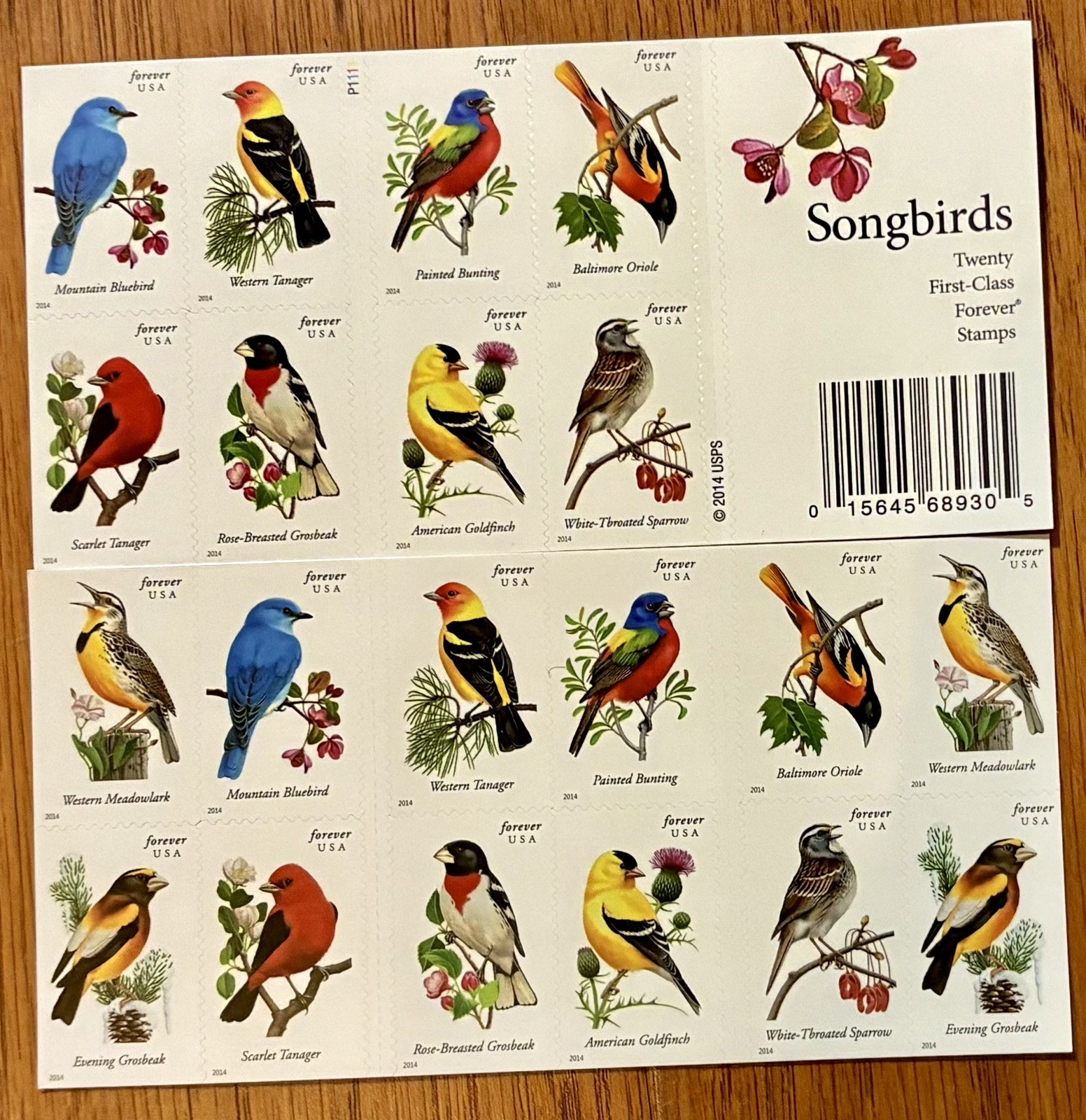 2014 Songbirds Booklet Pane of 20 Collectible Stamps Scott# 4882-4891 (MNH)