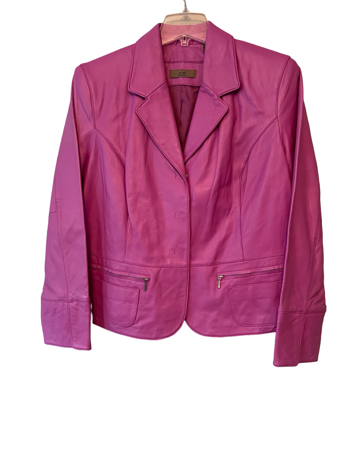 Vintage I.E. Woman Hot Pink Genuine Leather Blazer Jacket Women\'s Size 1X