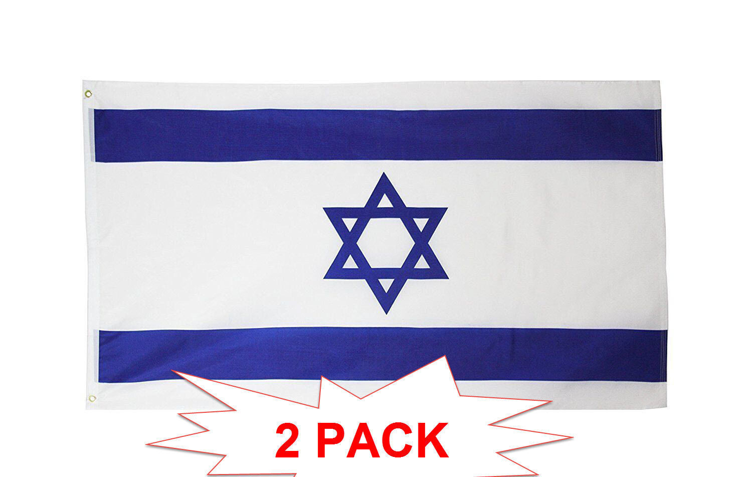 TWO PACK of 3\' x 5\' ft Polyester Israeli Flag Israel High Quality 