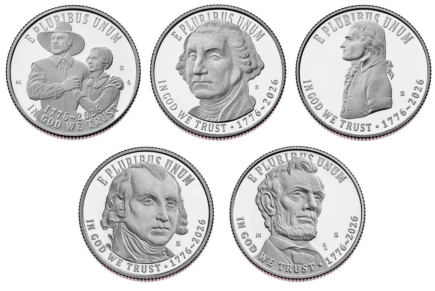 1776-2026-S Clad Proof SemiQ Complete 5-Coin Quarter Set In Holder *Pre-Sale*