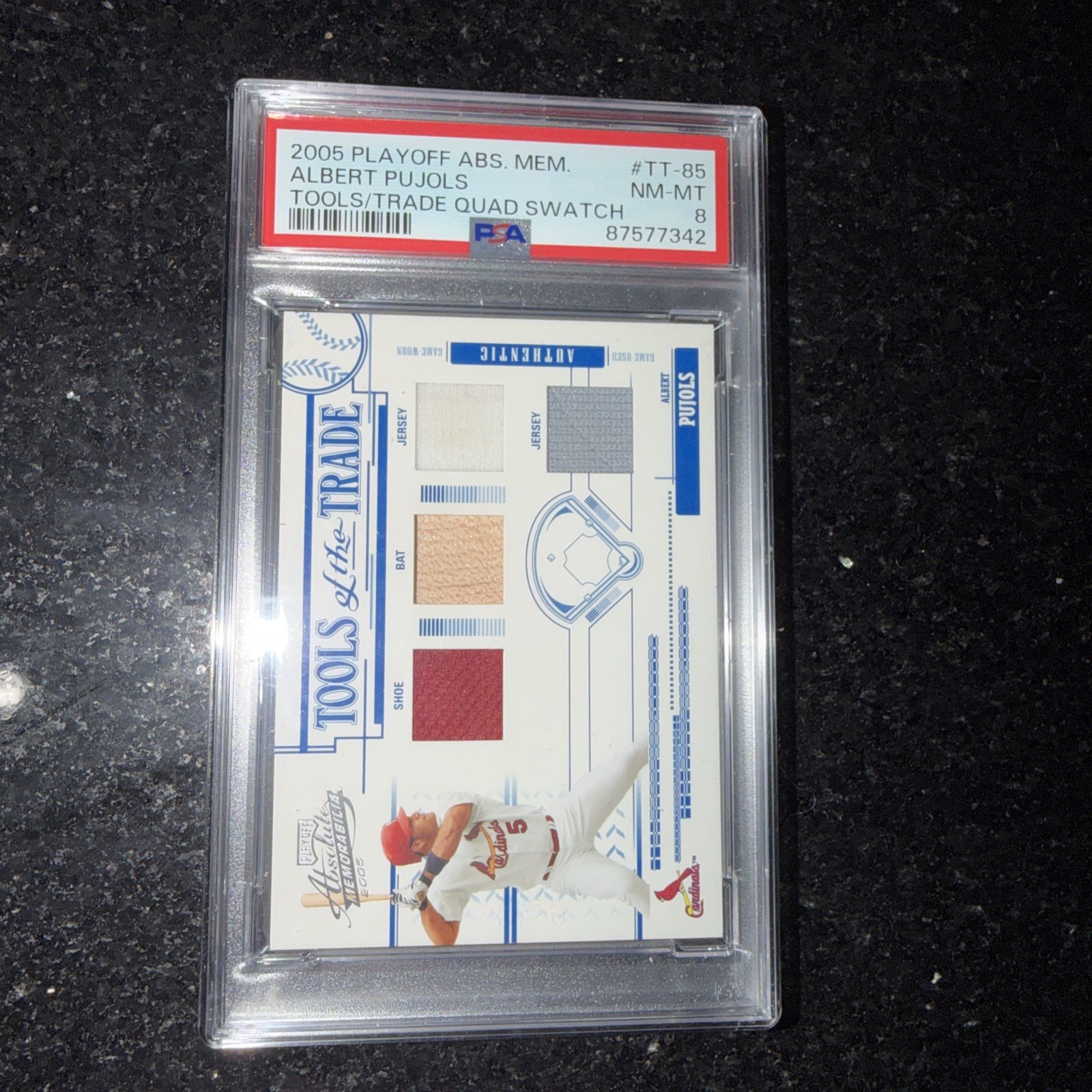 2005 Playoff Absolute Memorabilia Tools of the Trade Albert Pujols 25/50 - PSA 8