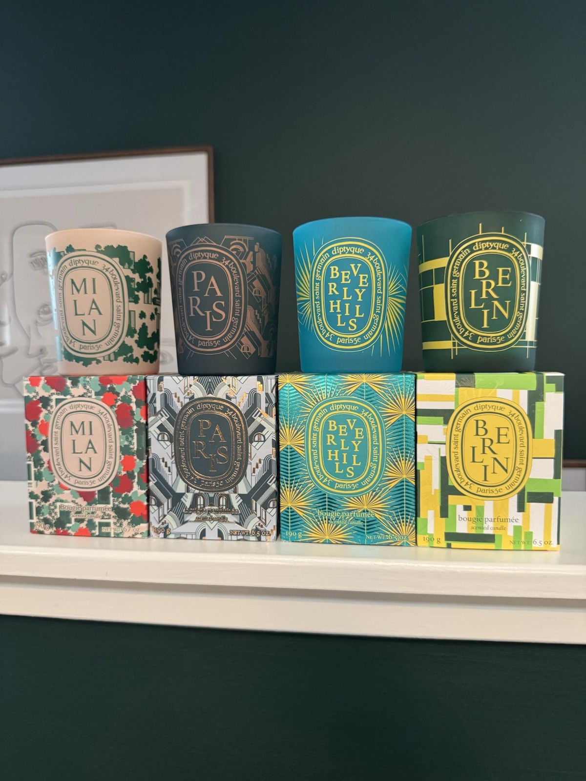 Diptyque City Candle Lot Milan Paris Beverly Hills Berlin EMPTY Jars w/ Boxes