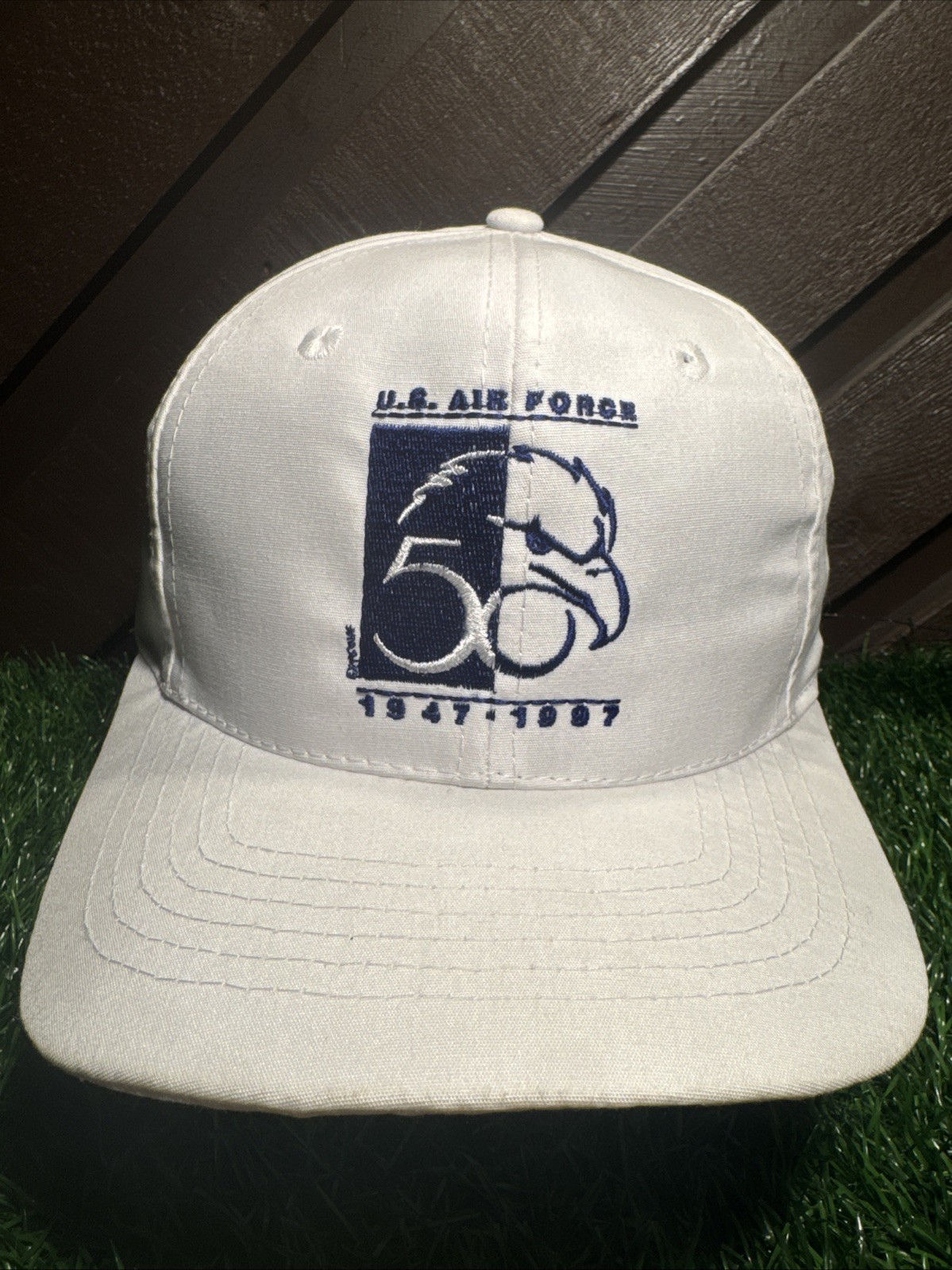 VTG Deadstock 97 US Air Force 50th Anniversary Snapback Hat White Eagle 1947-97 VTG Deadstock 97 US Air Force 50th Anniversary Snapback Hat White Eagle 1947-97