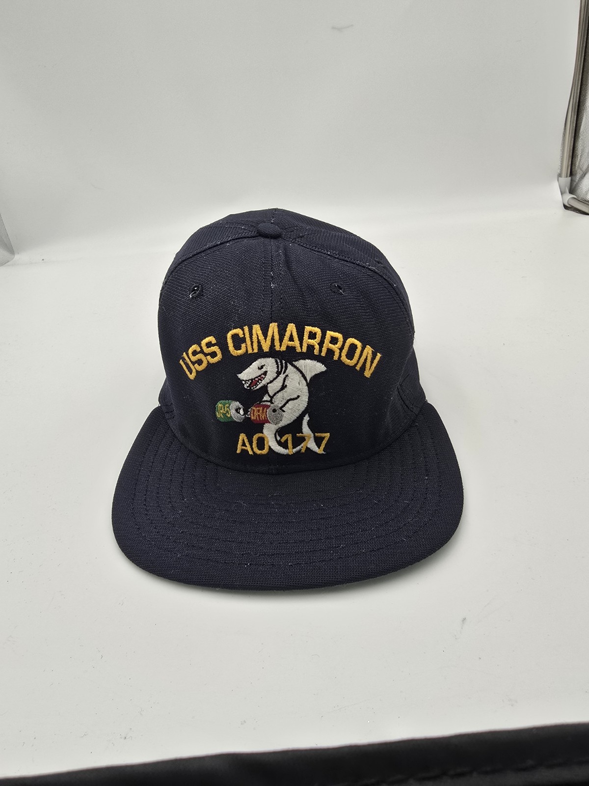 Vintage USS Cimarron AO-177 Snapback Hat Navy Military Ship Cap Made in USA