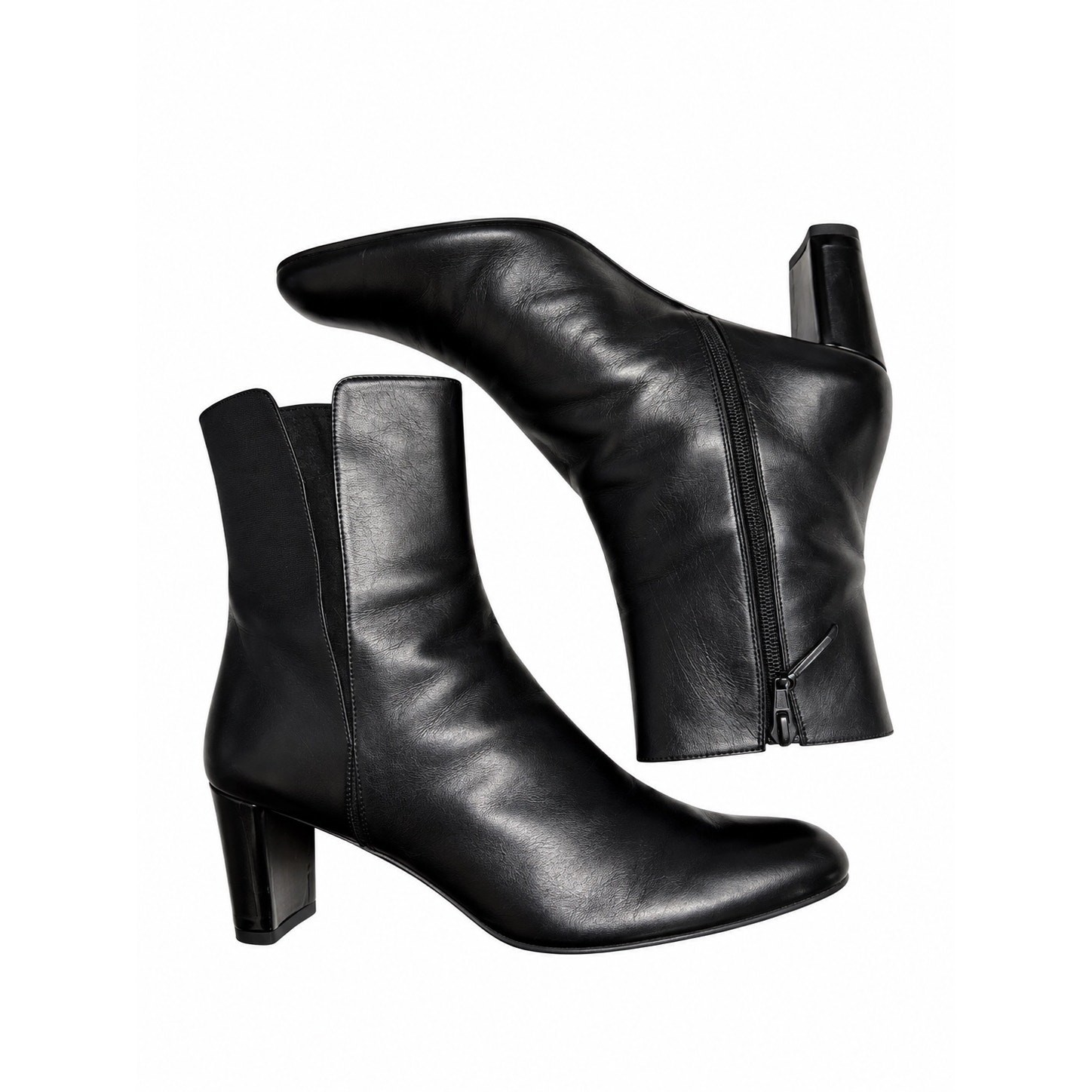 Stuart Weitzman Black Leather Ankle Boots Women’s 10 Almond Toe Block Heel Spain