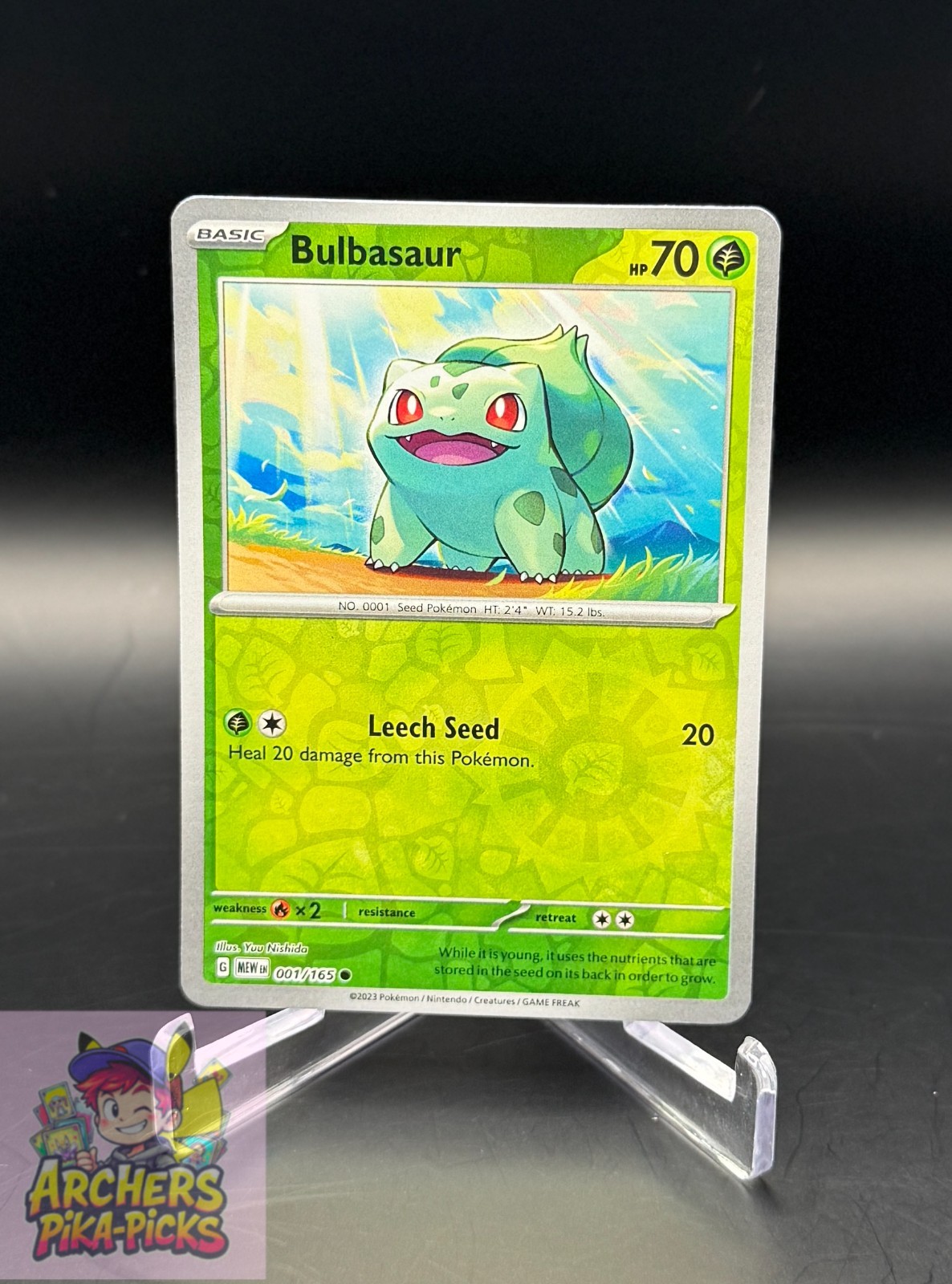 BULBASAUR-001/165-NM-REVERSE HOLO-POKEMON-151-SHIPPING INCLUDED