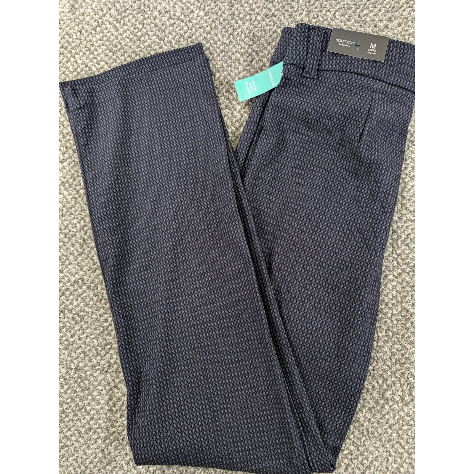 Maurices Navy Blue Black Geometric Bootcut Bengaline Dress Pants M Long Mid Rise