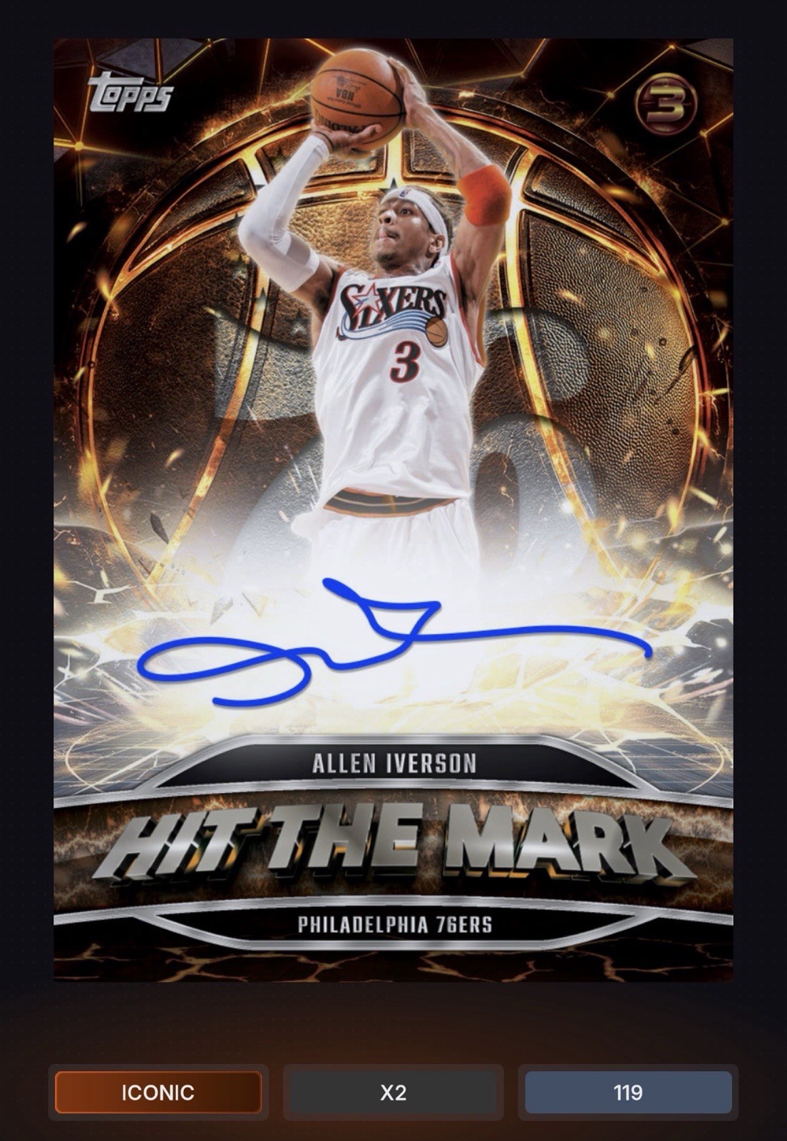 DIGITAL Topps Allen Iverson Silver Hit The Mark Auto Iconic 26
