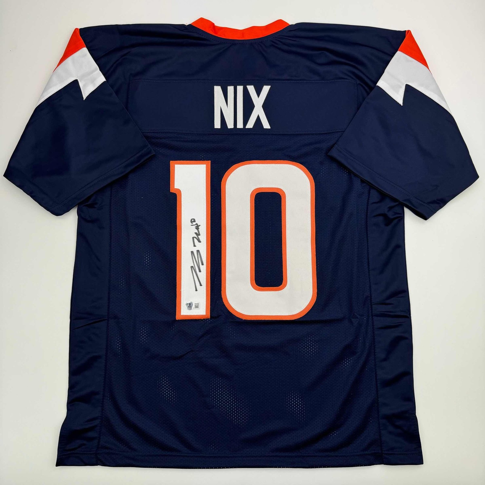 Autographed/Signed Bo Nix Denver Blue Football Jersey Beckett BAS COA Autographed/Signed Bo Nix Denver Blue Football Jersey Beckett BAS COA