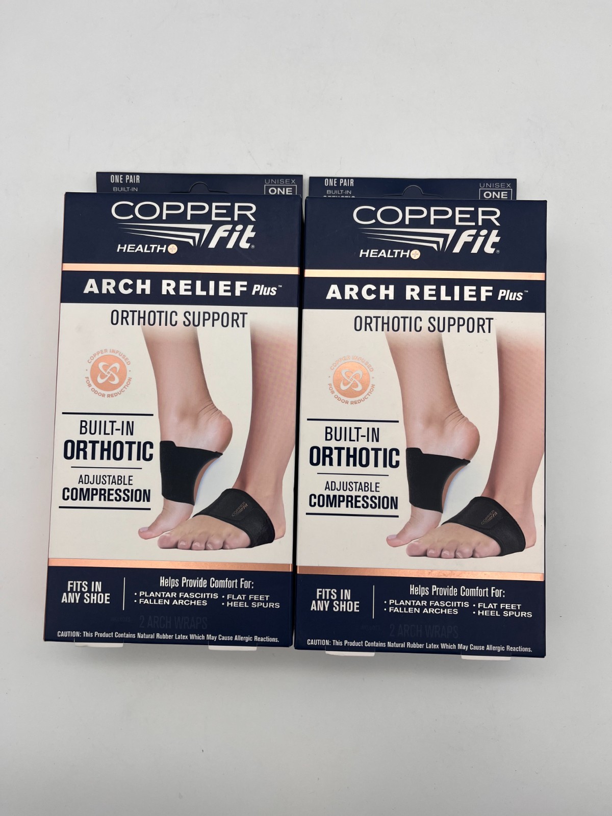 2x COPPER FIT ARCH RELIEF PLUS ORTHOTIC SUPPORT ADJUSTABLE ONE SIZE NEW IN BOX 2x COPPER FIT ARCH RELIEF PLUS ORTHOTIC SUPPORT ADJUSTABLE ONE SIZE NEW IN BOX