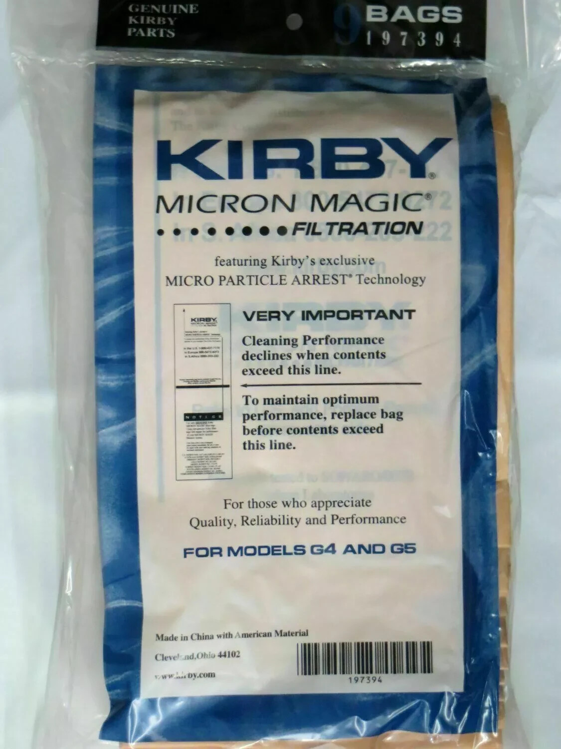 9 KIRBY VACUUM CLEANER BAGS G3 G4 G5 G6 ULTIMATE G G7 G7D MICRON MAGIC 197394 9 KIRBY VACUUM CLEANER BAGS G3 G4 G5 G6 ULTIMATE G G7 G7D MICRON MAGIC 197394
