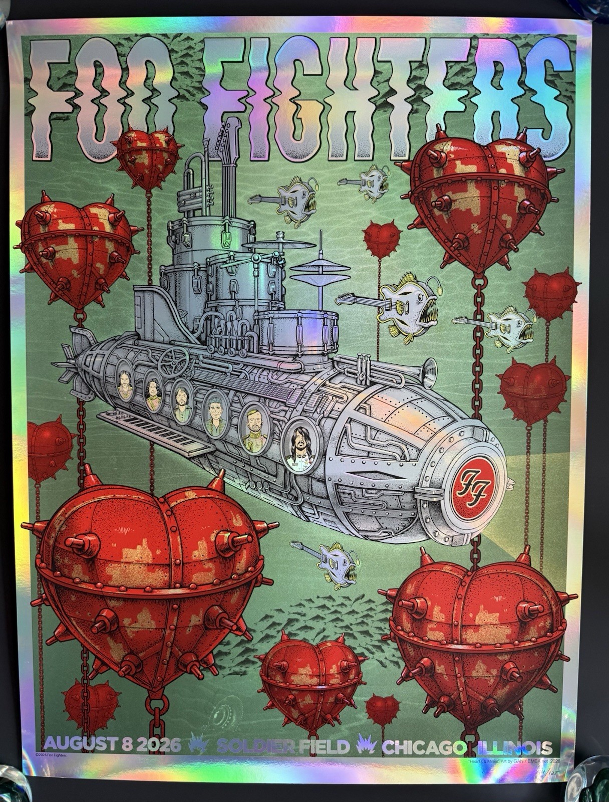 LIMITED EDITION Foo Fighters 2026 Soldier Field Chicago foil poster 44/135 Emek