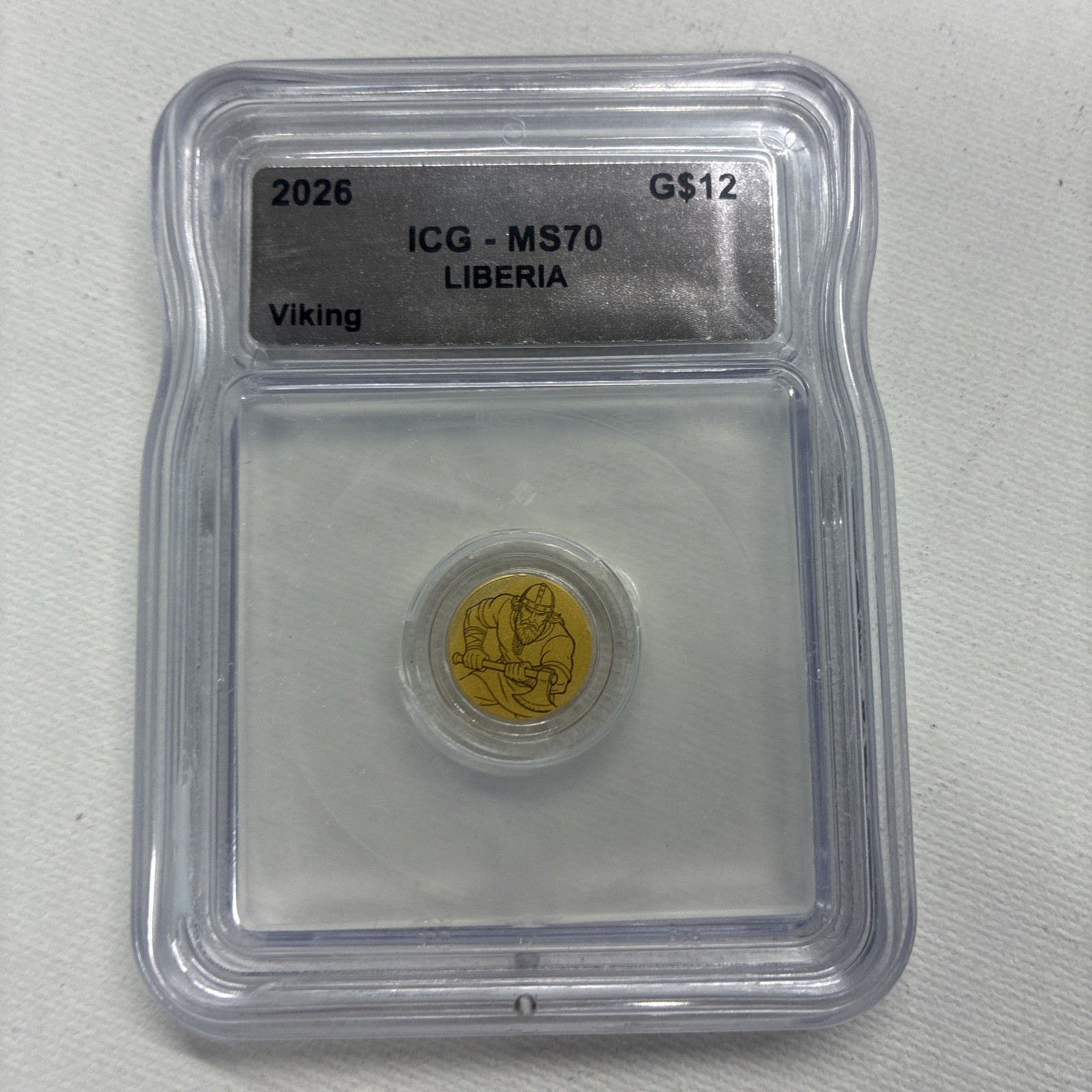 2026 Liberia G$12 Viking Gold Coin ICG MS70 - Graded Perfect Mint State 70