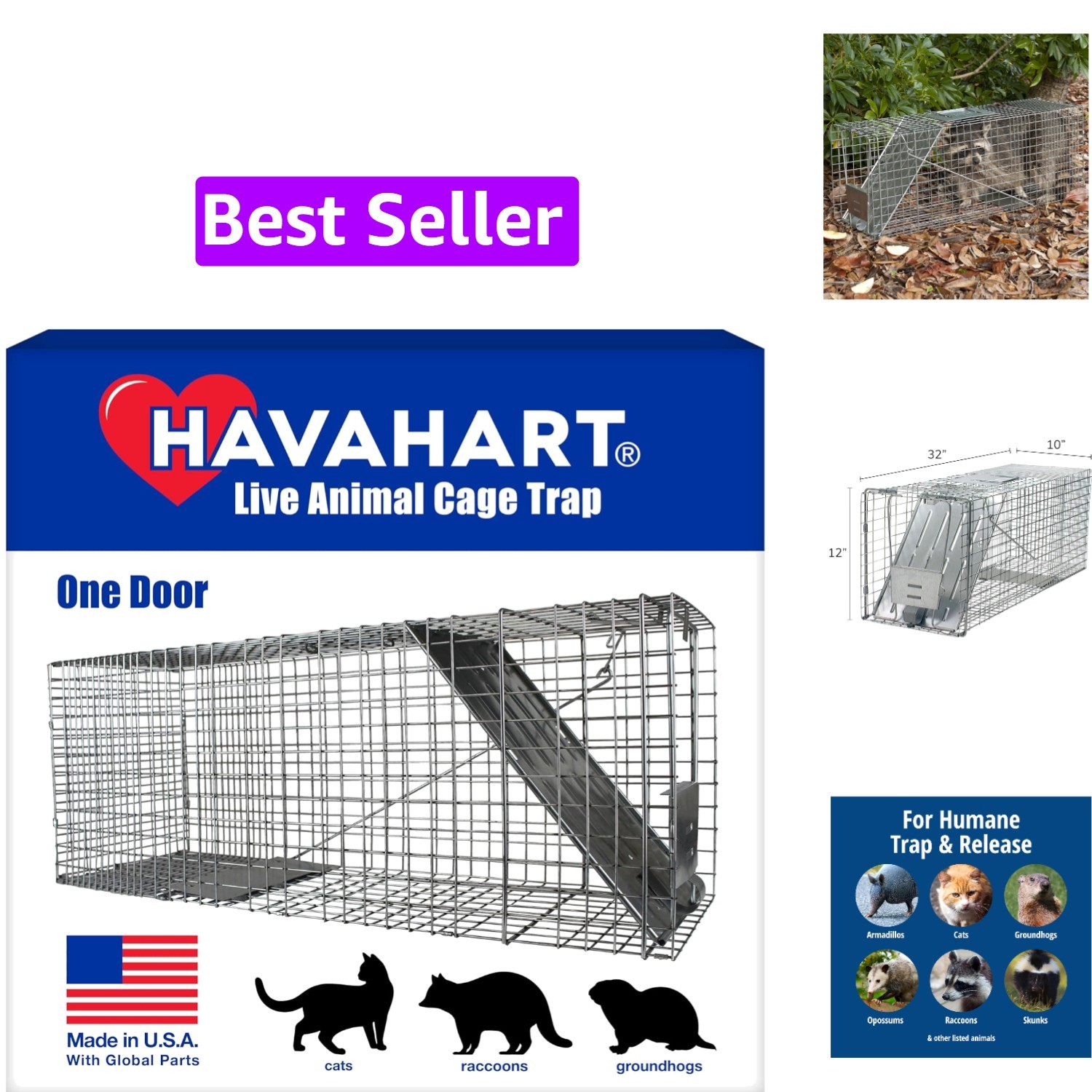 Large 1-Door Live Animal Trap for Raccoons, Cats, Bobcats, Beavers | Heavy Du... Large 1-Door Live Animal Trap for Raccoons, Cats, Bobcats, Beavers | Heavy Du...