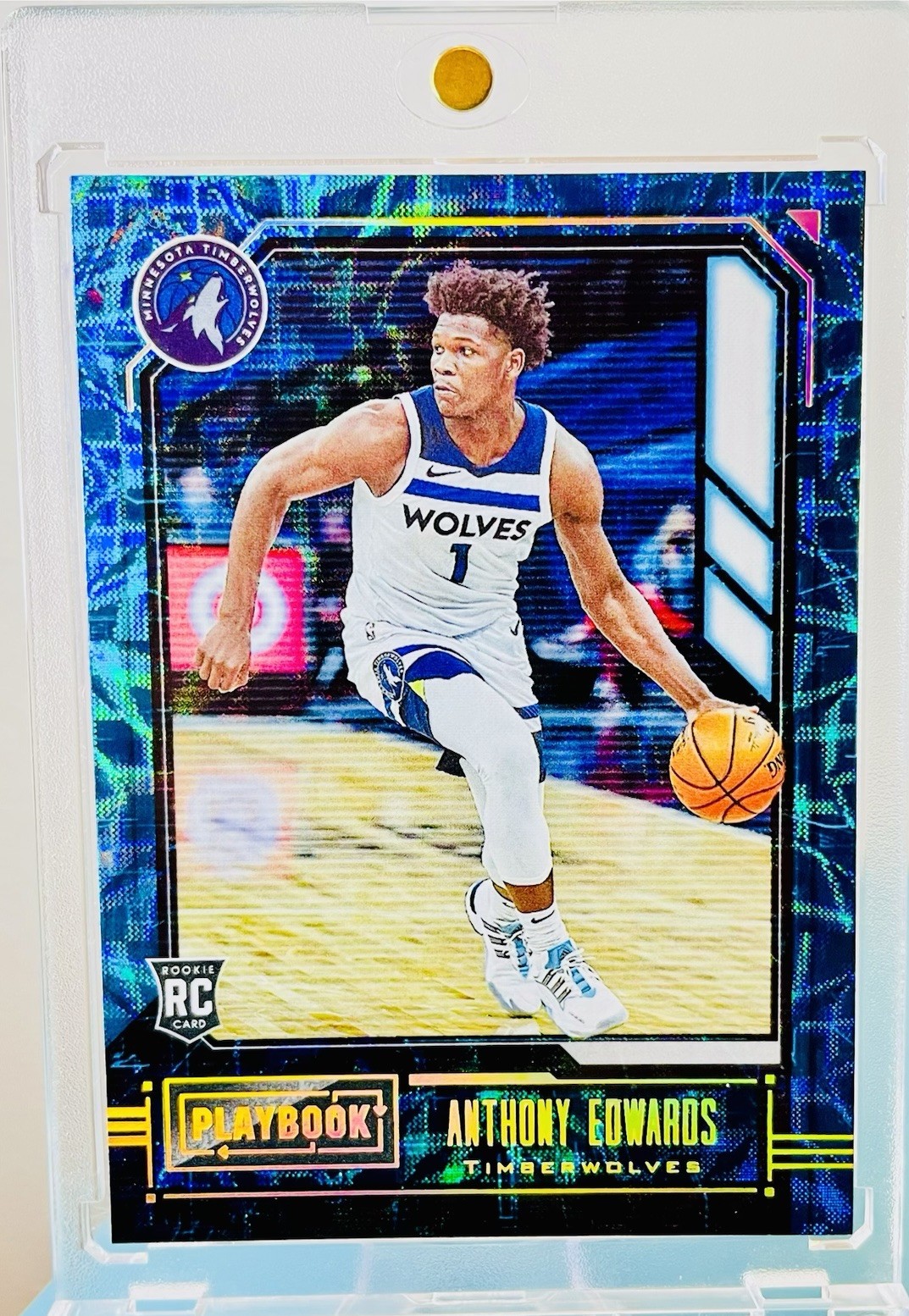 🔥RARE HARD TO FIND 2020-21 Panini Playbook BLUE PLASMA  ANTHONY EDWERDS (RC)🔥