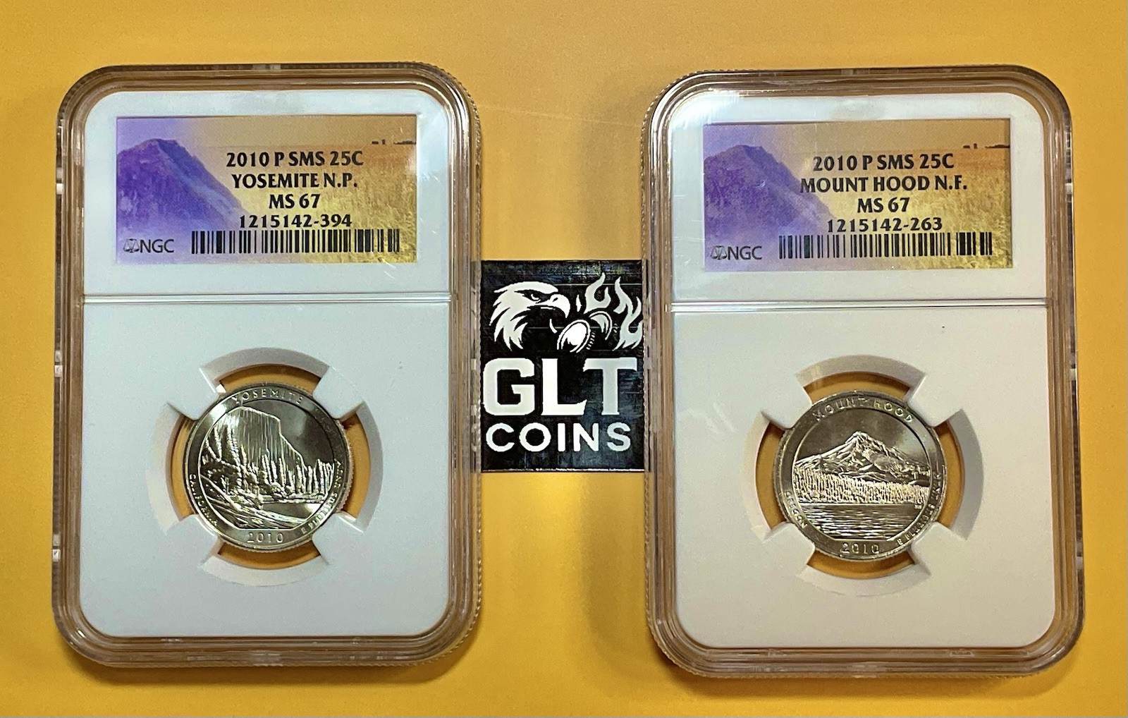 2010-P America the Beautiful 2 Quarter Set (Mount Hood, Yosemite) NGC MS67