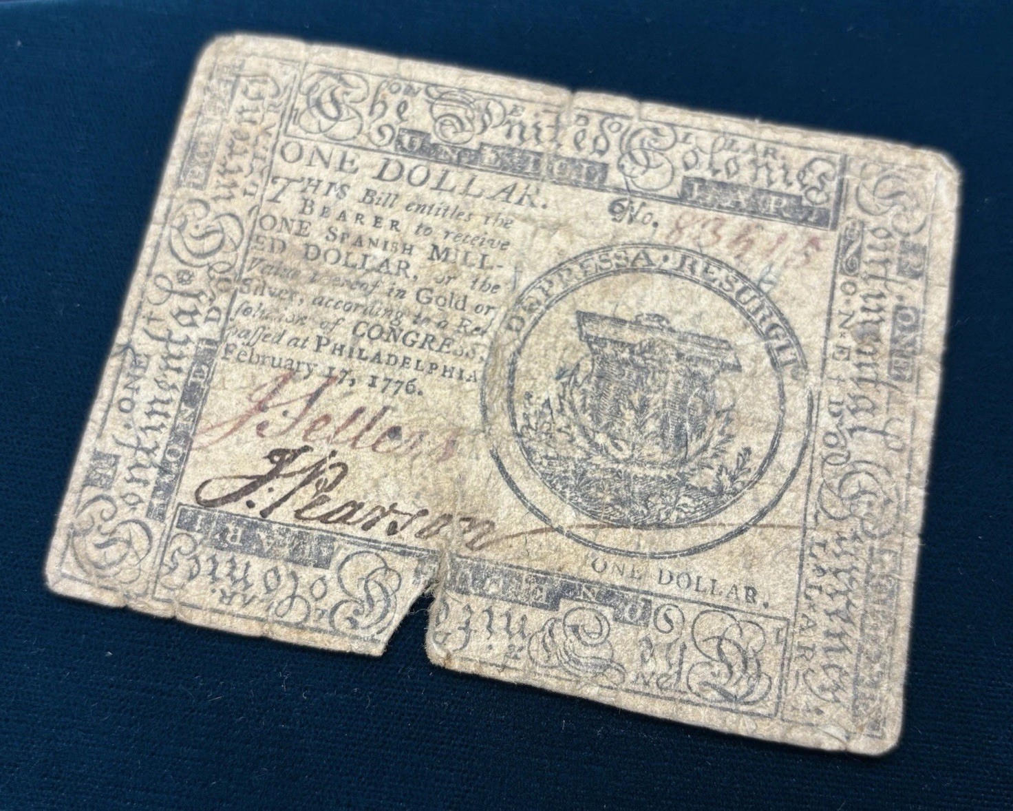 1776 Continental Currency One Dollar – Continental Congress – February 17, 1776