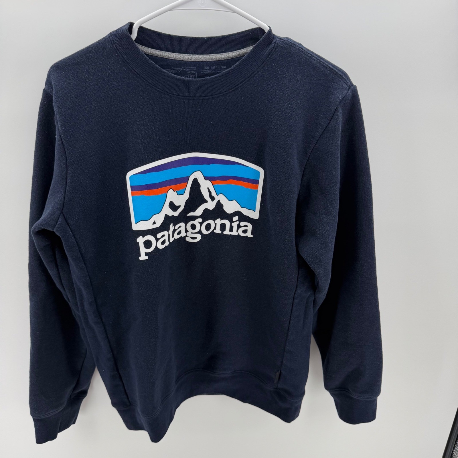 Patagonia Uprisal Crew Sweatshirt Women\'s XS Navy Fitz Roy Logo Pullover