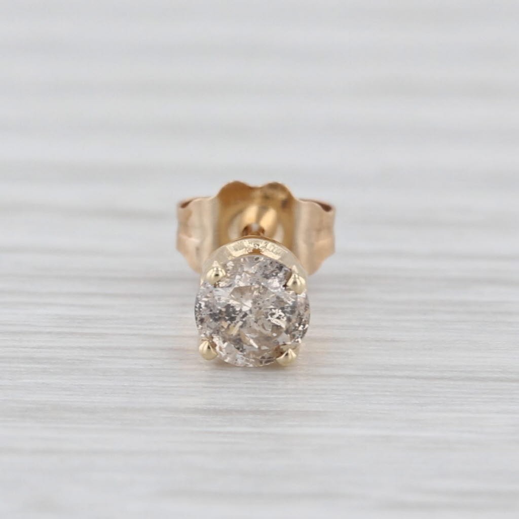 Single 0.22ct Round Diamond Solitaire Stud Earring 10k Yellow Gold