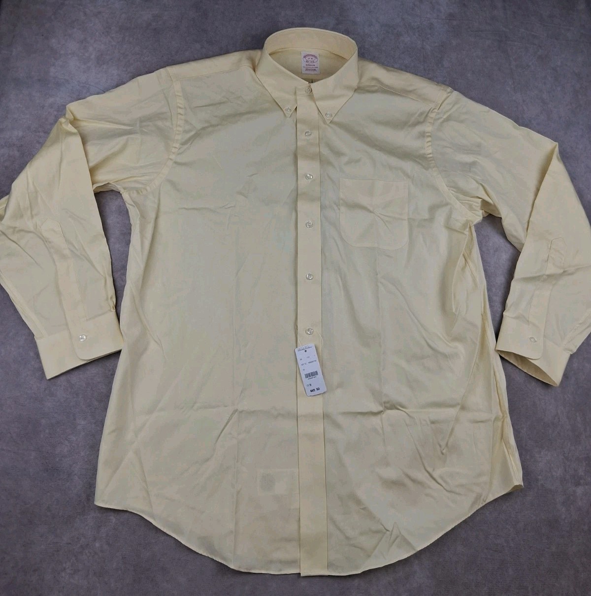 Brooks Brothers Shirt Mens 17 35 Yellow Madison Fit Non Iron Original Dress NEW
