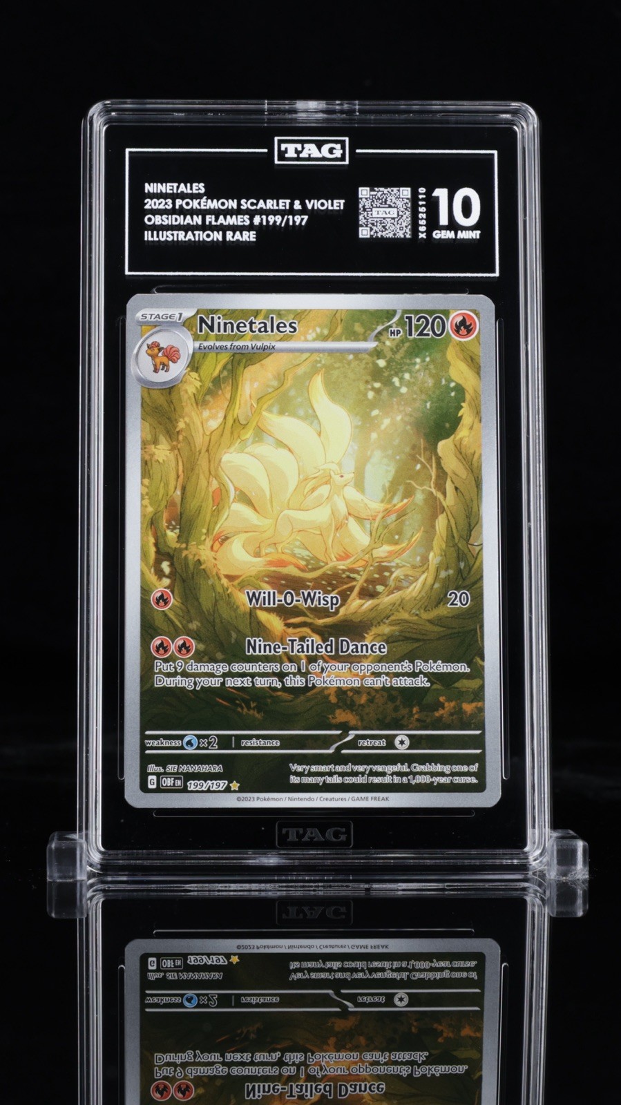 HIGH RANK #8💎 Ninetales 199/197 IR Pokemon Obsidian Flames TAG Gem Mint 10