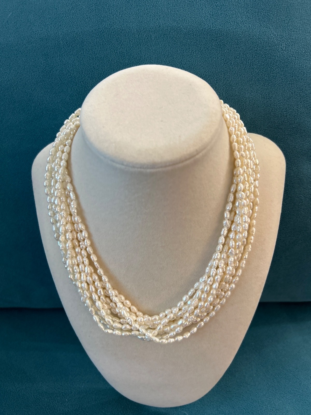 Vintage 14kt Gold Multi Strand Freshwater Pearl Necklace Torsade