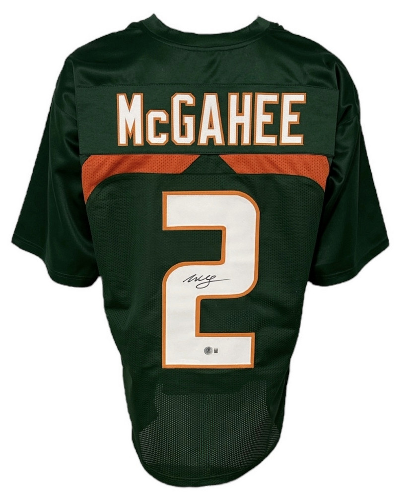 Miami Hurricanes Willis Mcgahee Autographed College Style Green Jersey BAS Au...
