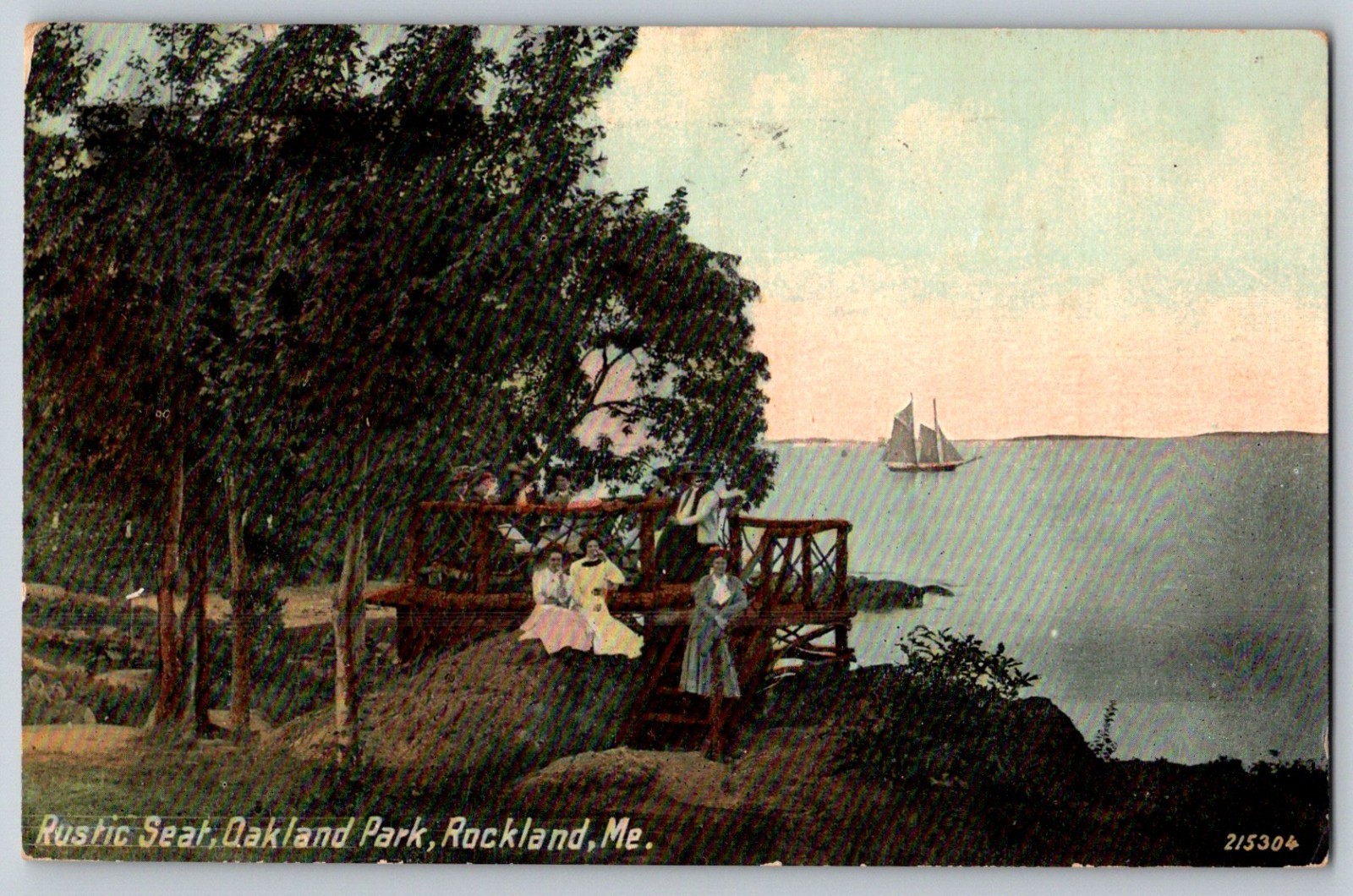ME Rockland Rustic Seat Oakland Park c1910 Postcard c1910 ME Rockland Rustic Seat Oakland Park c1910 Postcard c1910