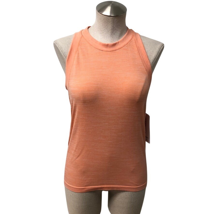Athleta Renew Racerback Tank Womens Large Orange Space Dye Heather Ribbed