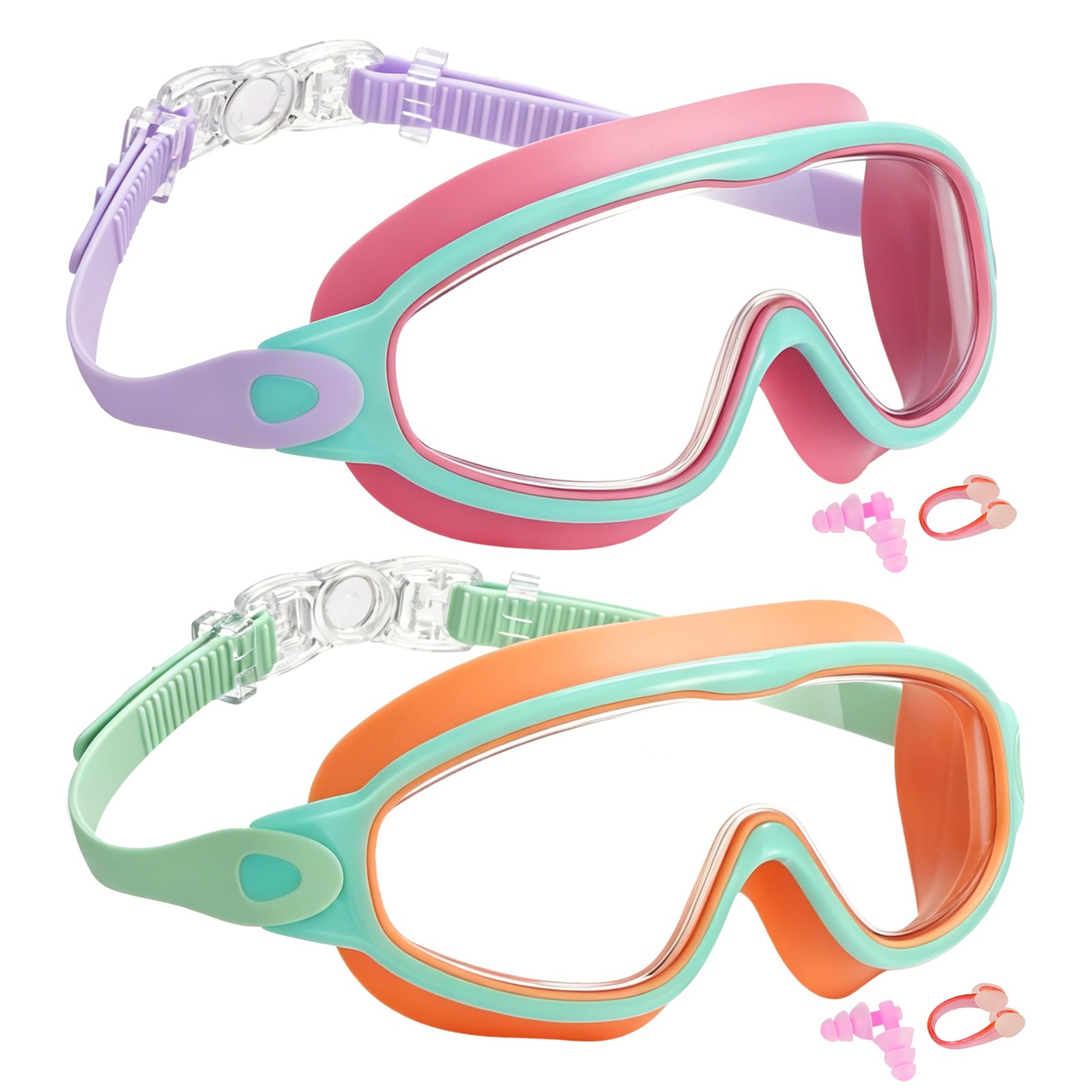 Wenwasno kids Swim Goggles 2 Pack Anti-UV Anti-Fog Wide View Swimming Goggles...